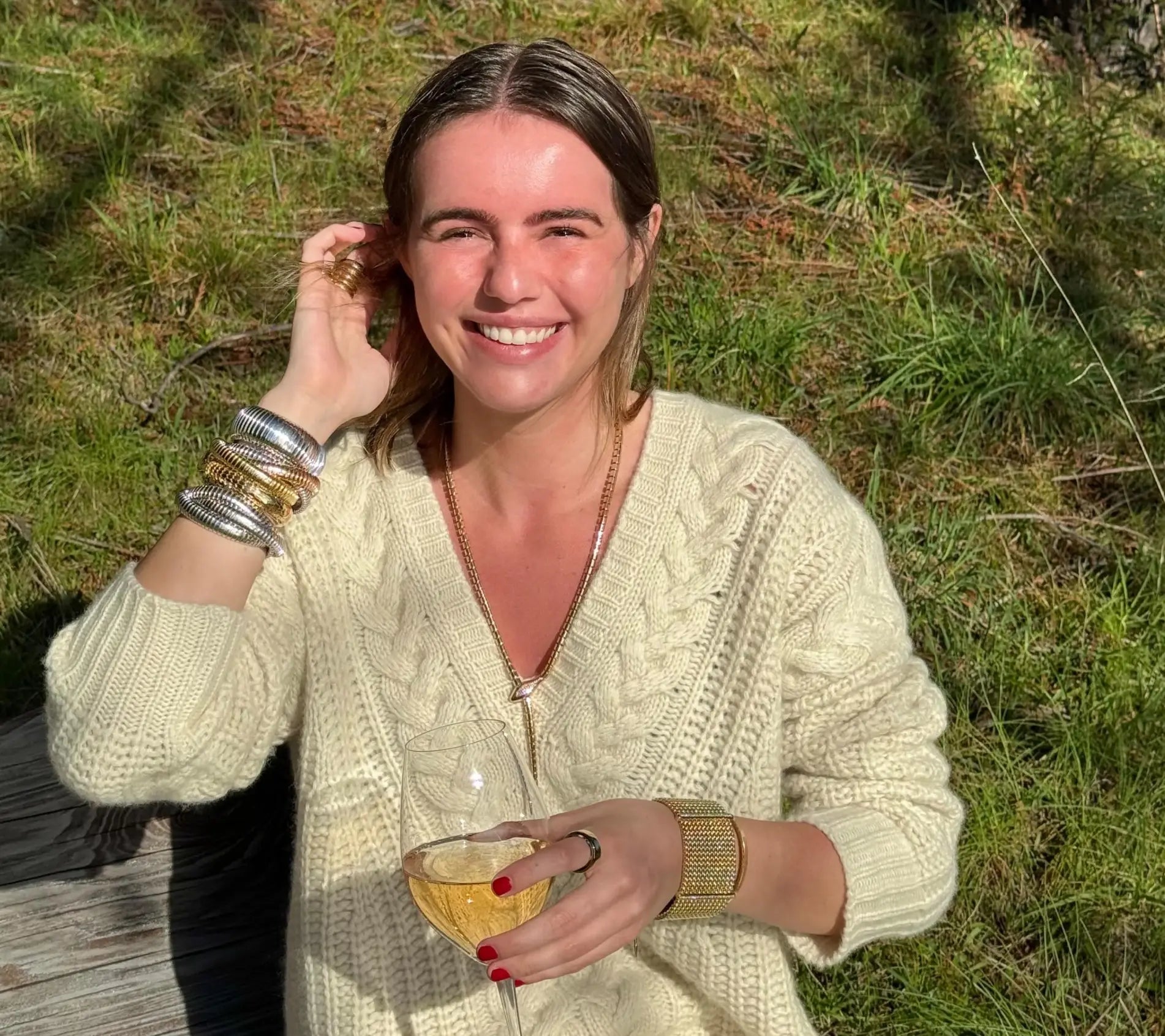 Woman with bengals & necklace