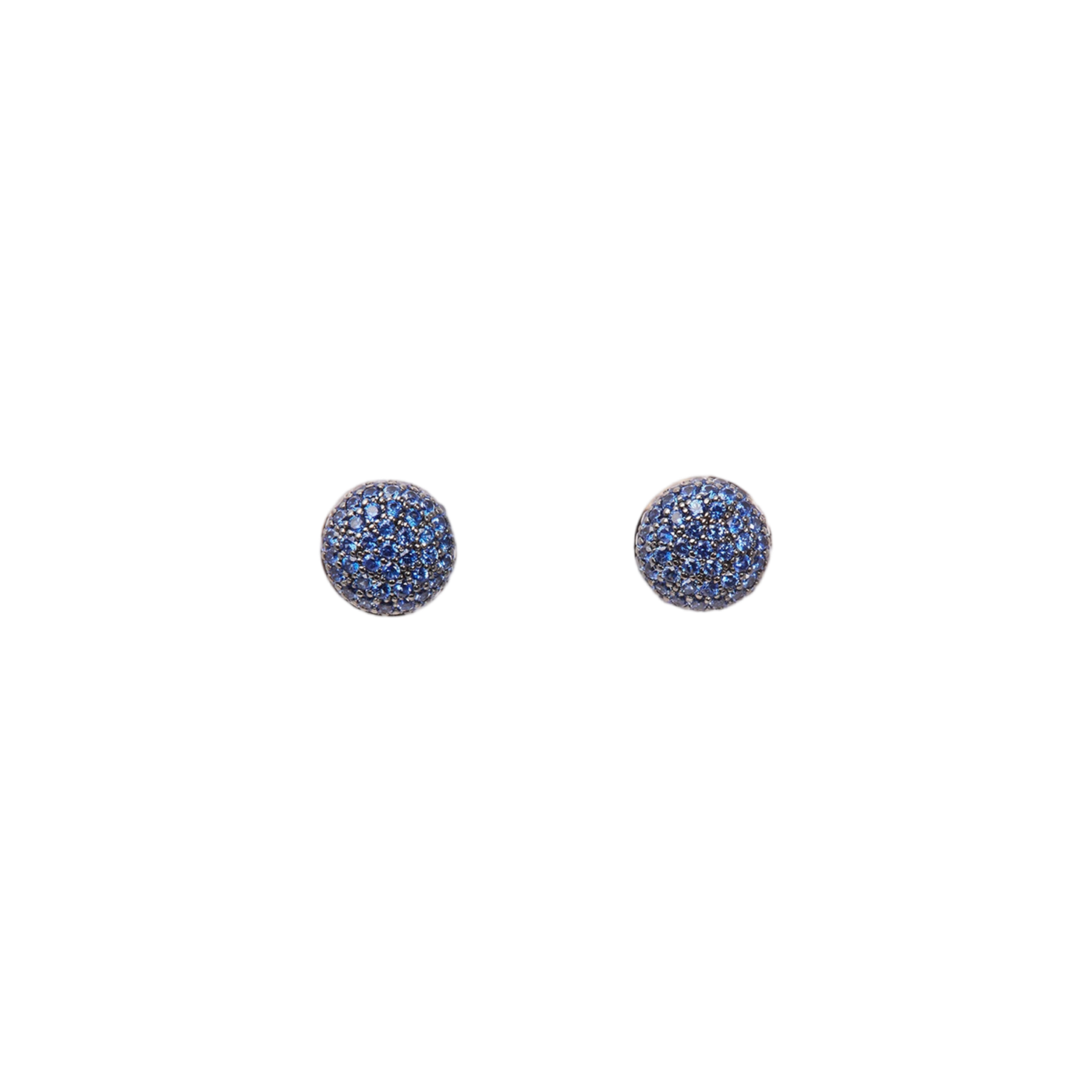 Perfect Pavé Button Earrings with Sapphires | White Gold Sapphire Pavé / Medium | Earrings