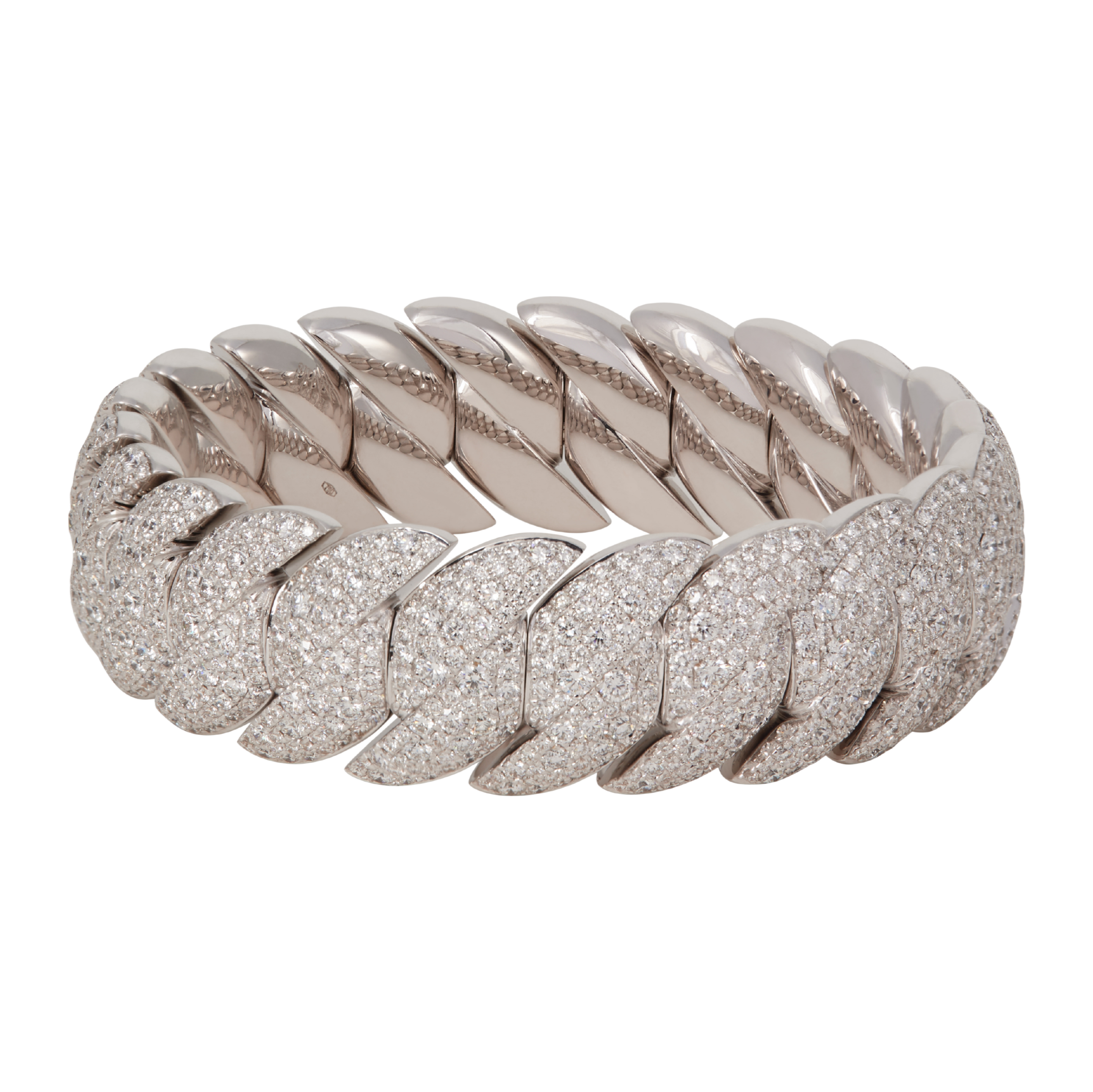 Wave Link Bracelet with Diamonds