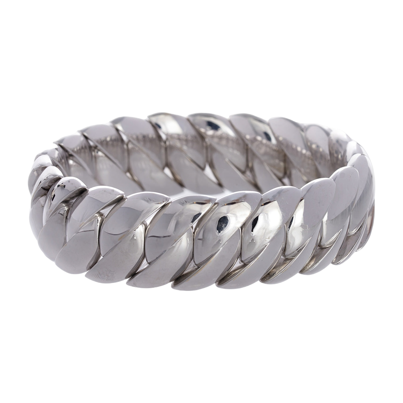 Wave Link Bracelet | White Gold with High Polish Finish / 6.7 in (17 cm) | Bracelets