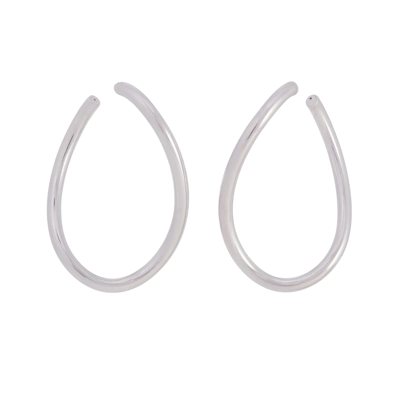 Curved Oval Hoop Earrings | White Gold / 2.25 in (5.7 cm) | Earrings