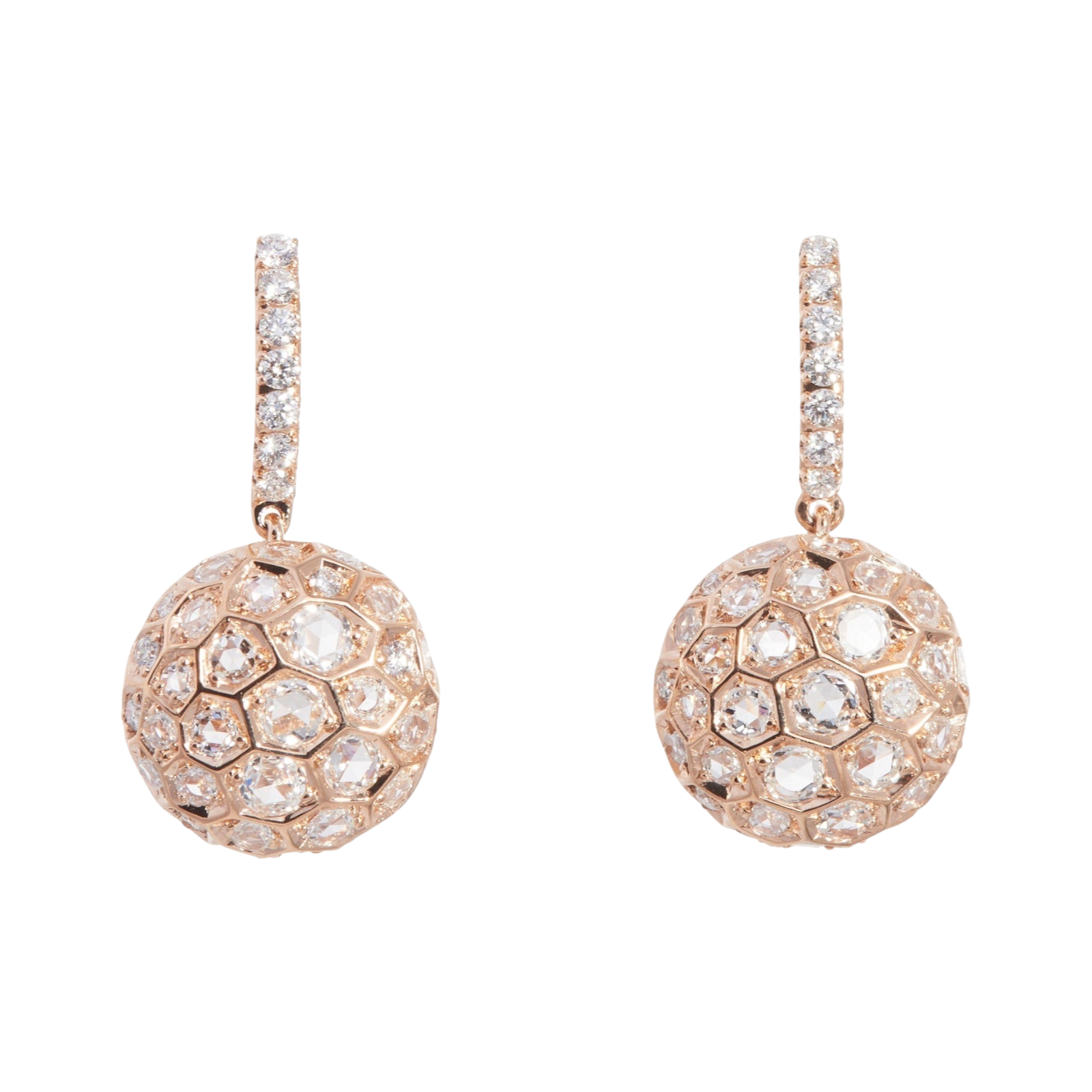 Honeycomb Earrings with Diamond Posted Top - Small | Rose Gold / 1 in | Earrings