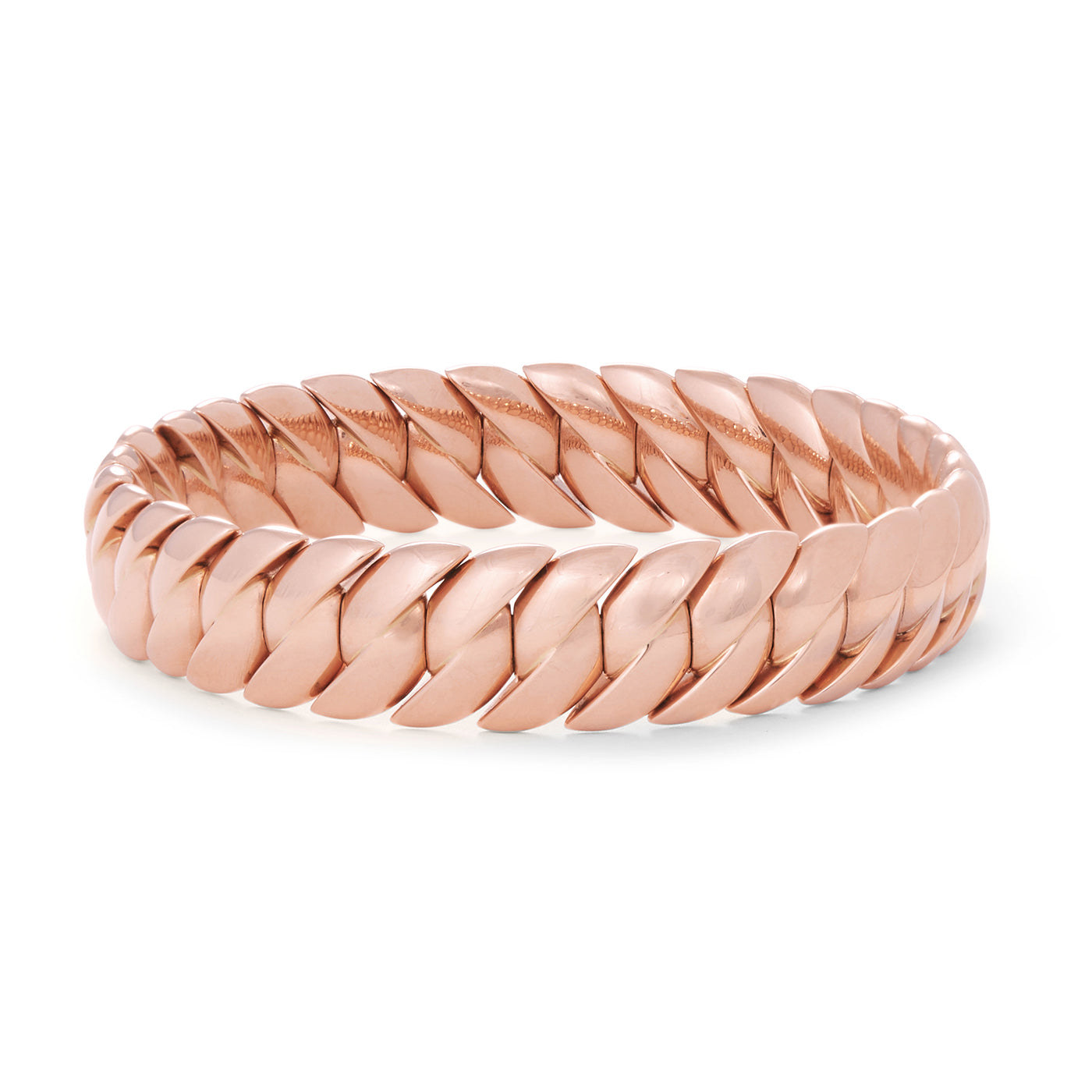 Skinny Wave Link Bracelet | Rose Gold with High Polish Finish / 6.7 in (17 cm) | Bracelets