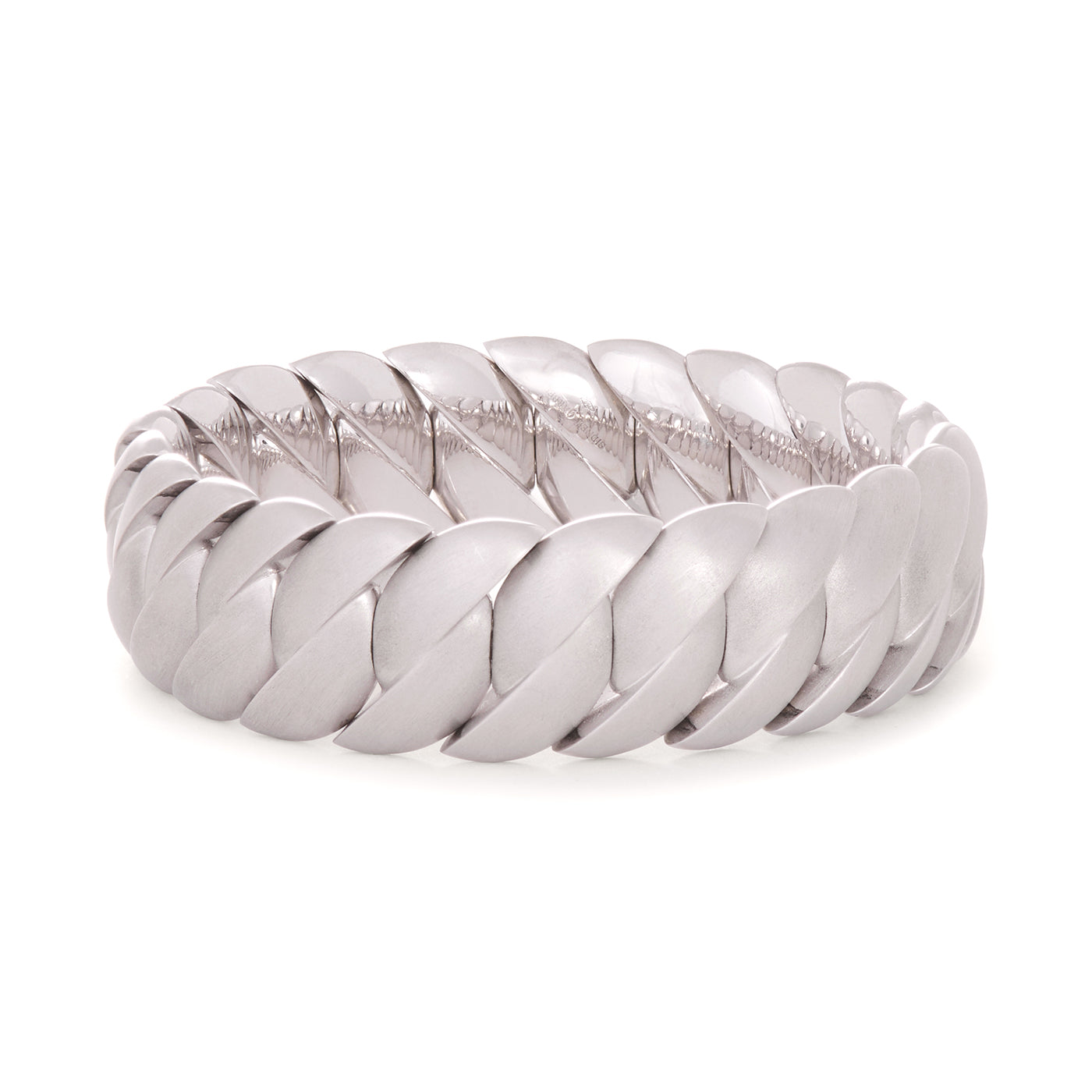 Wave Link Bracelet | White Gold with Matte Finish / 6.7 in (17 cm) | Bracelets