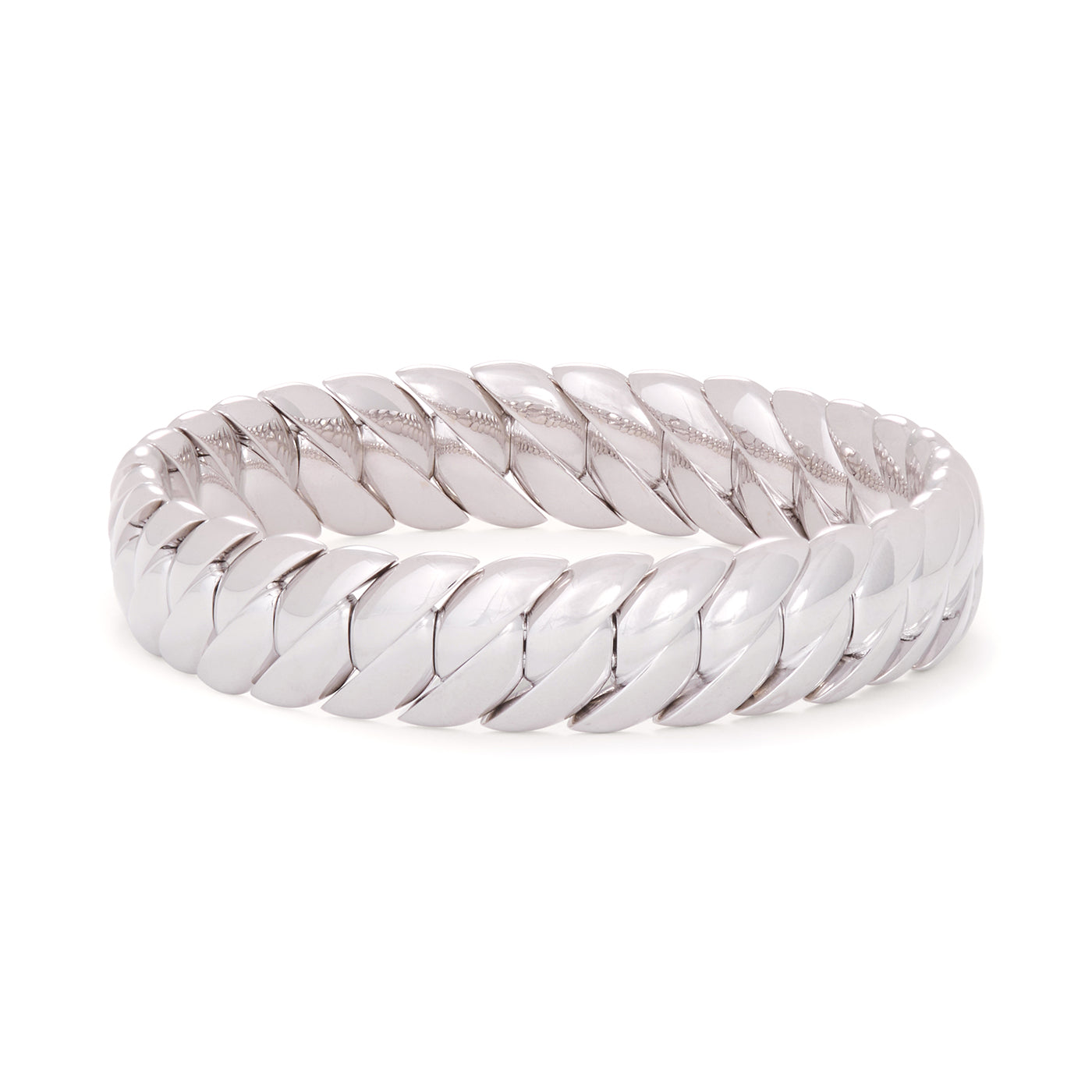 Skinny Wave Link Bracelet | White Gold with High Polish Finish / 6.7 in (17 cm) | Bracelets