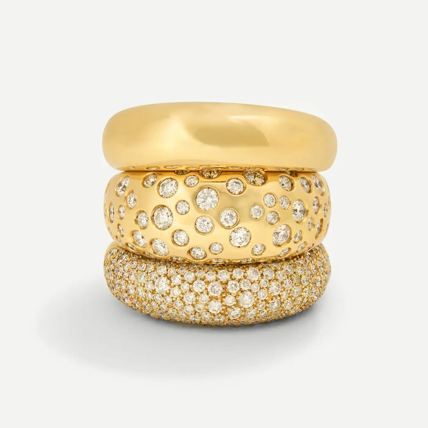French Dome Ring with Diamond Pavé | Yellow Gold / 6 | Rings