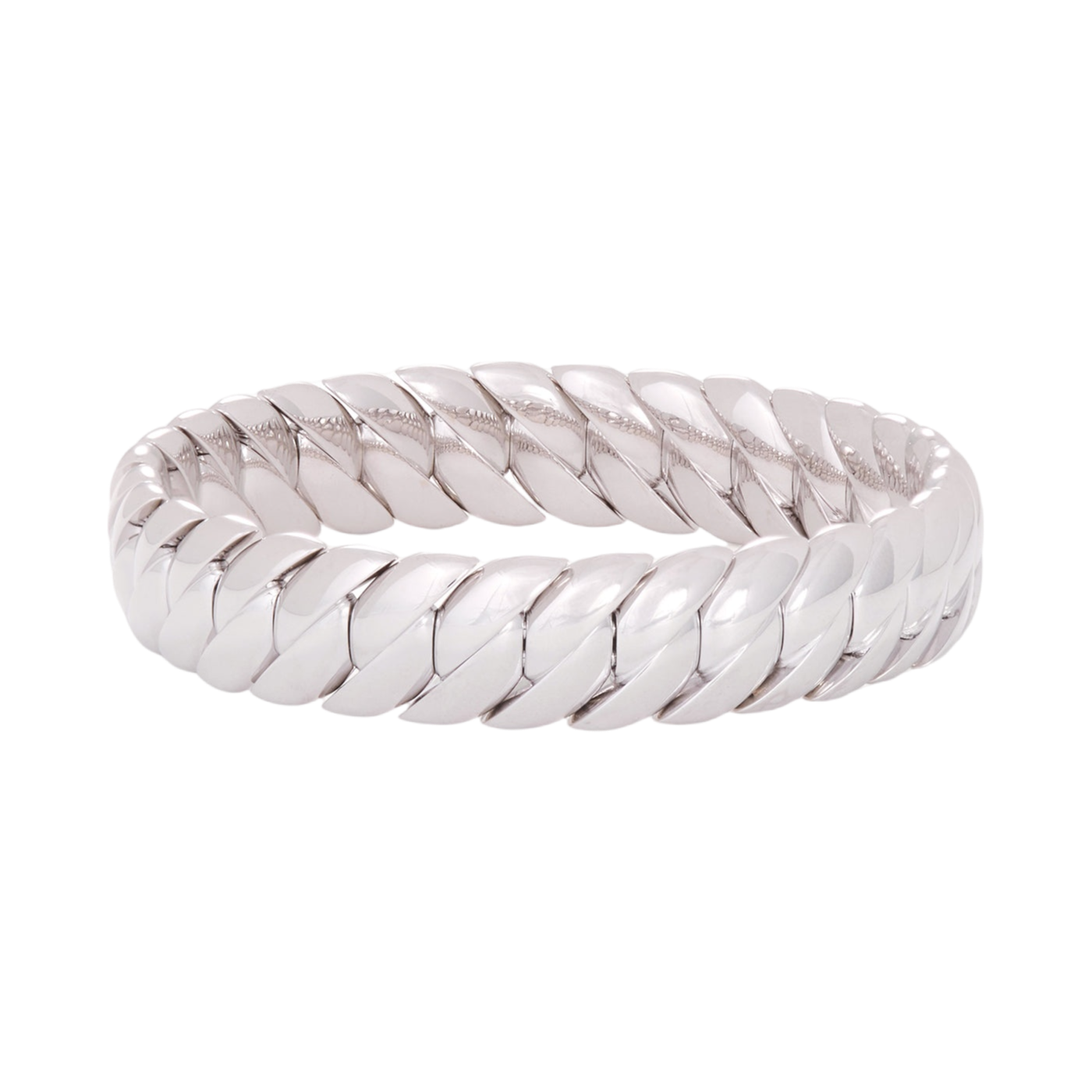 Skinny Wave Link Bracelet | White Gold with High Polish Finish / 6.7 in (17 cm) | Bracelets