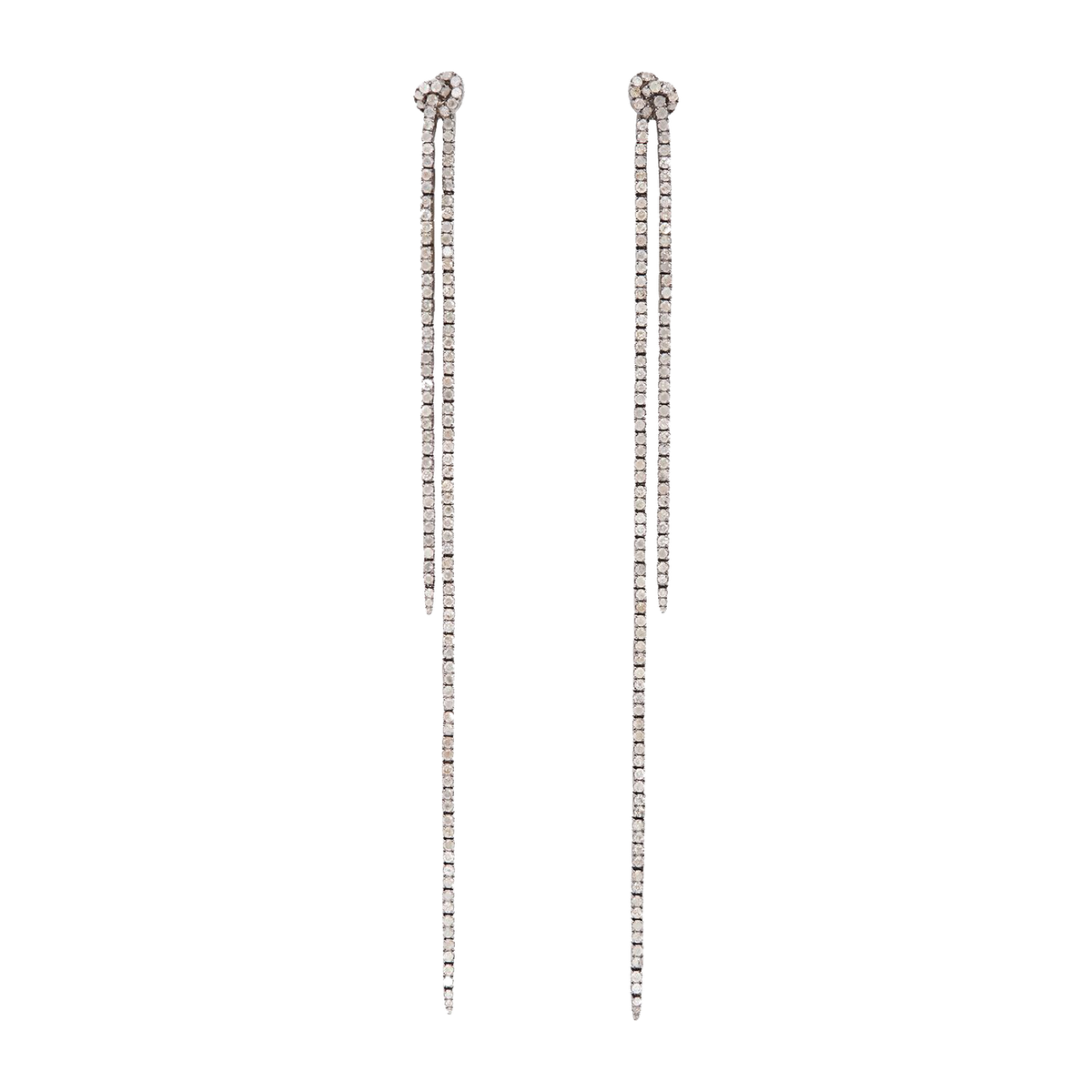 Long Knot Earrings with Grey Diamond Pavé | Earrings