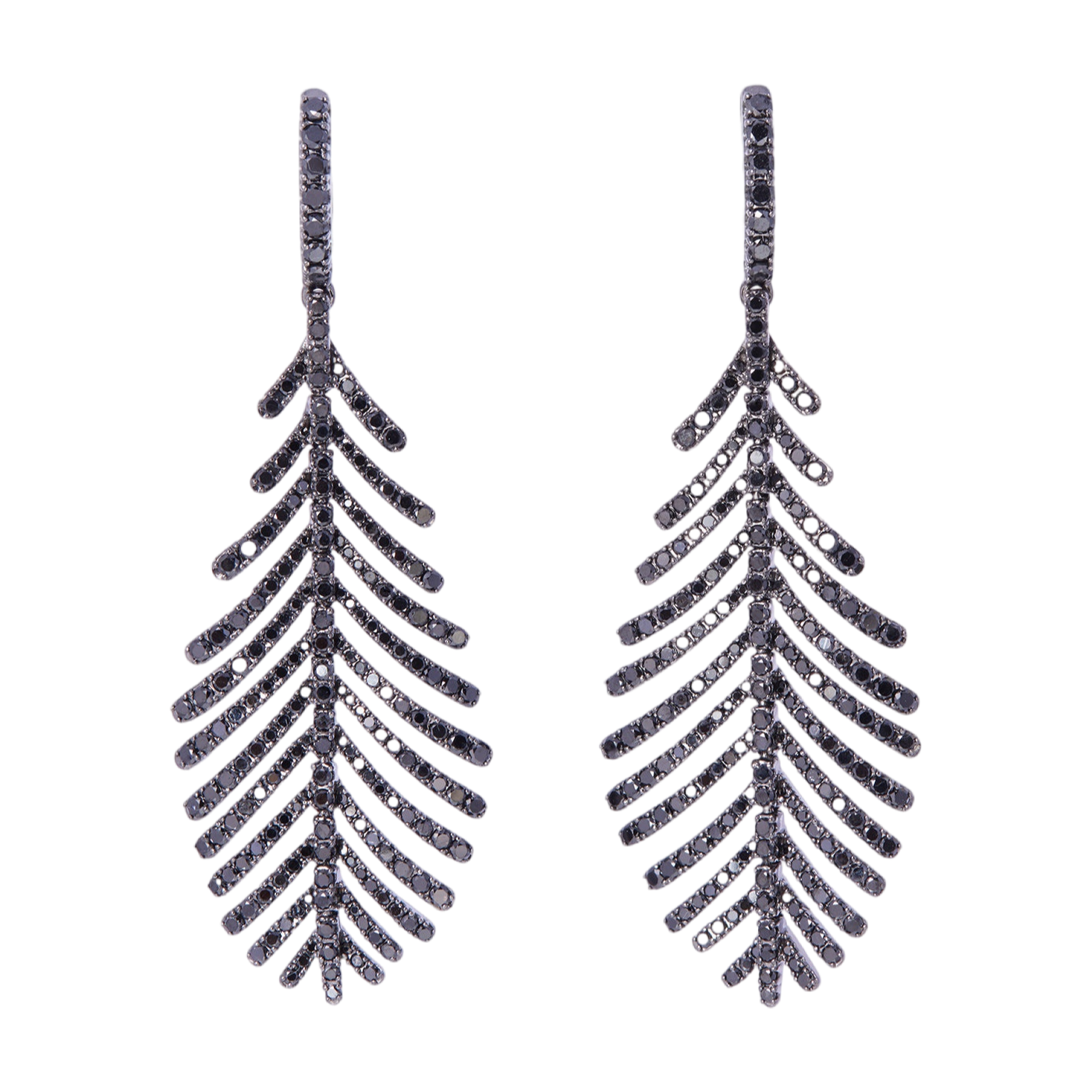 Plume Earrings with Black Diamond Pavé | White Gold Black Diamond Pavé | Earrings