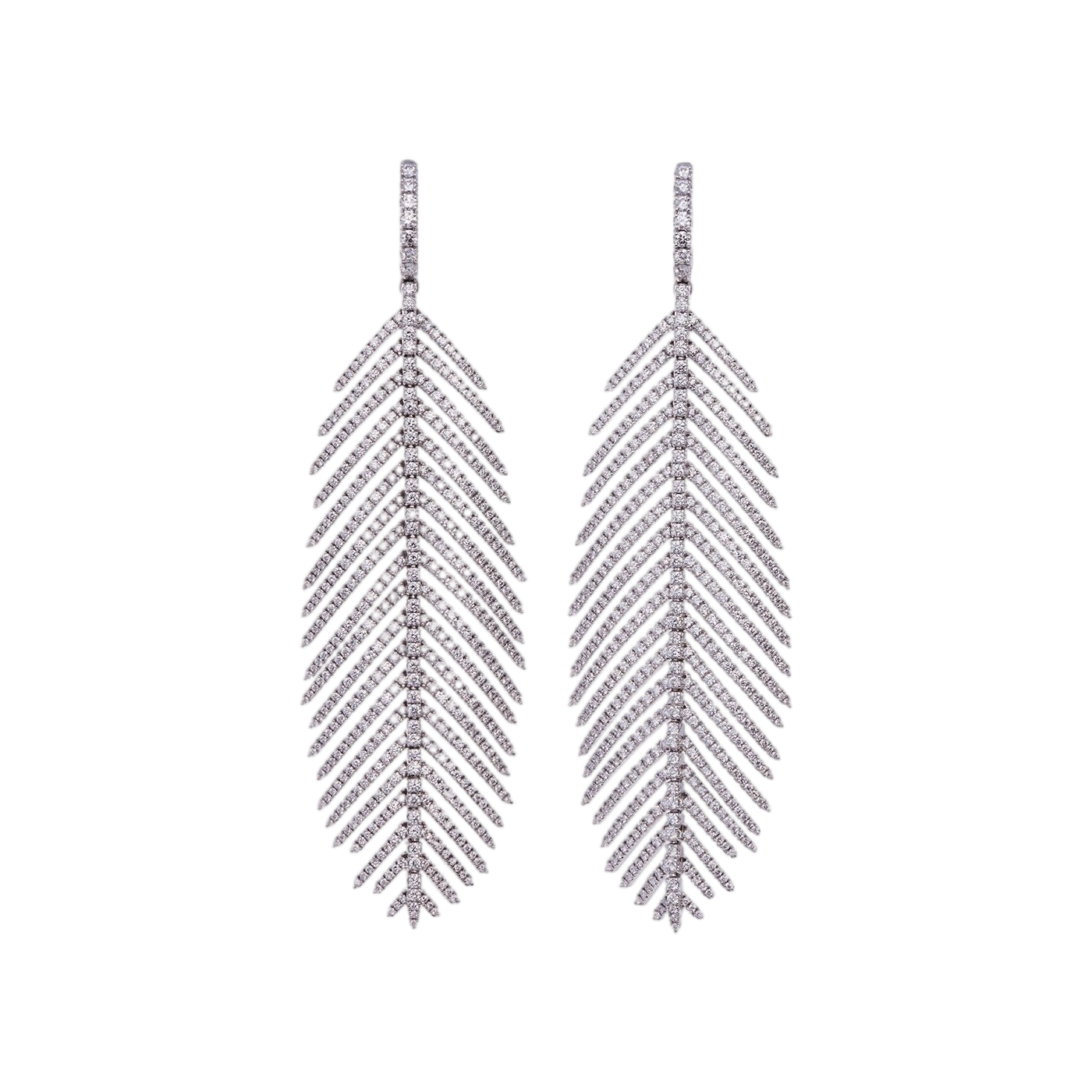 Feathers That Move Earrings with Diamond Pavé | Diamond Pavé / 3.25 Inches Long | Earrings