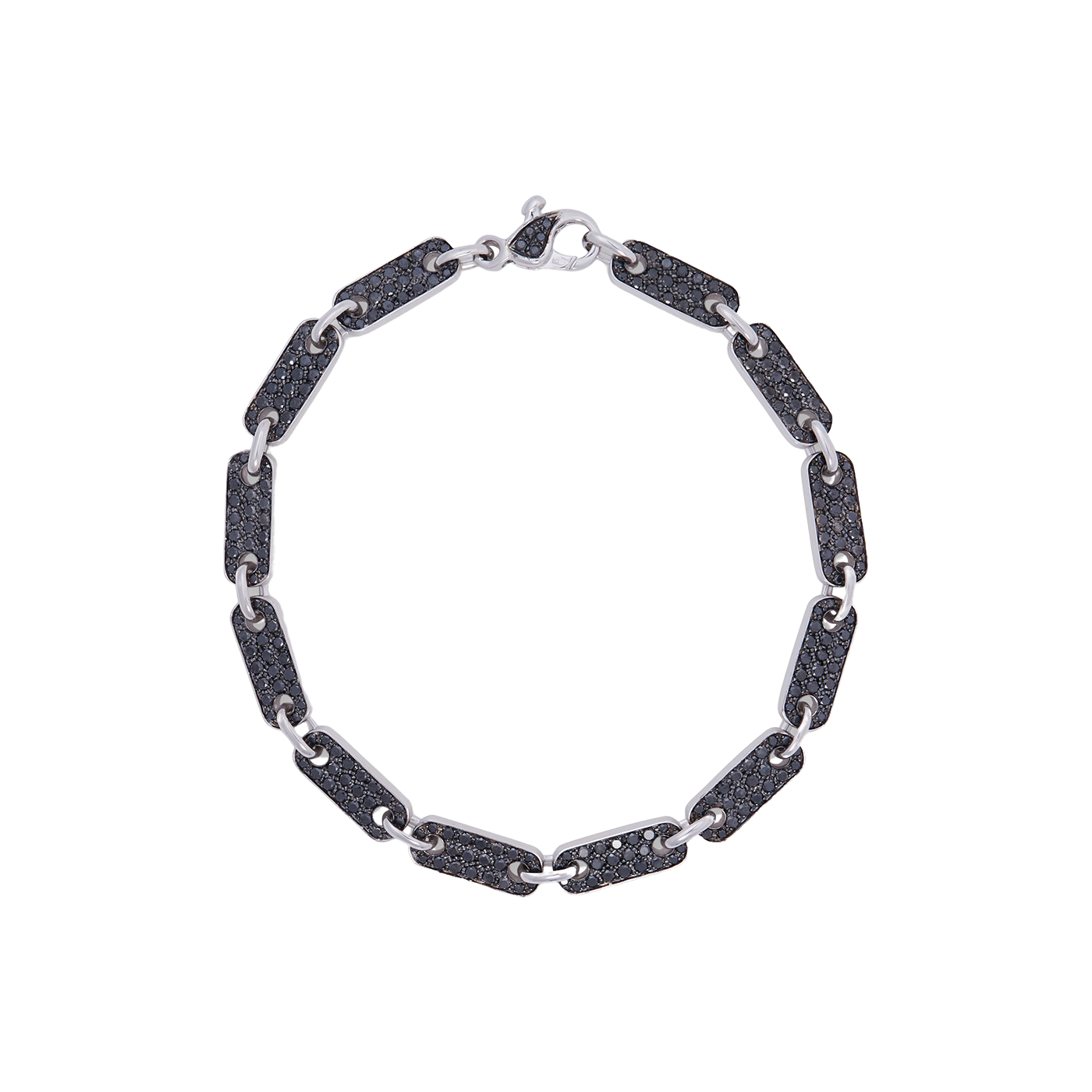 Tab Chain Bracelet with Black Diamond Pavé | White Gold / 8 in (20.32 cm) | Bracelets
