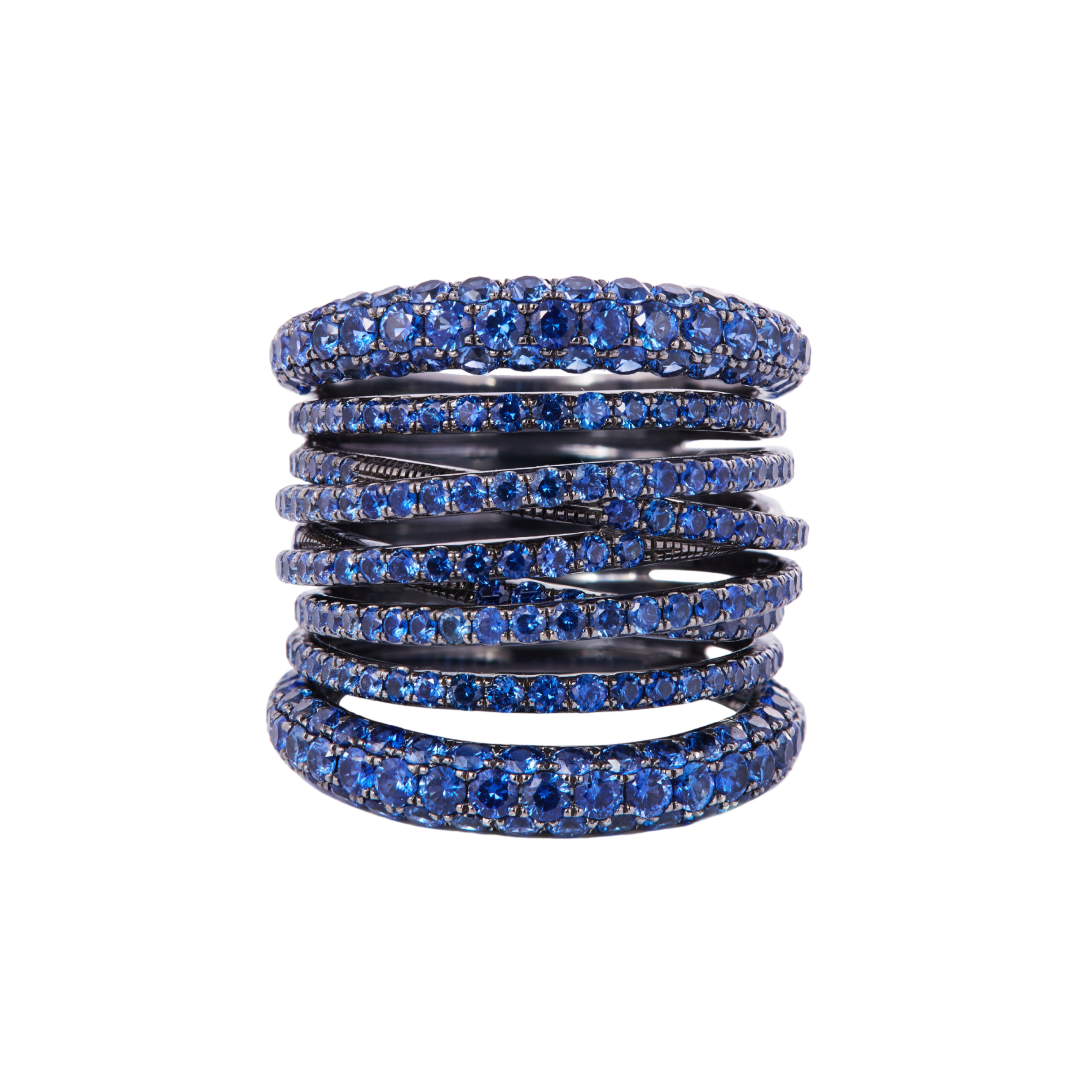 Tall Sapphire Scribble Ring
