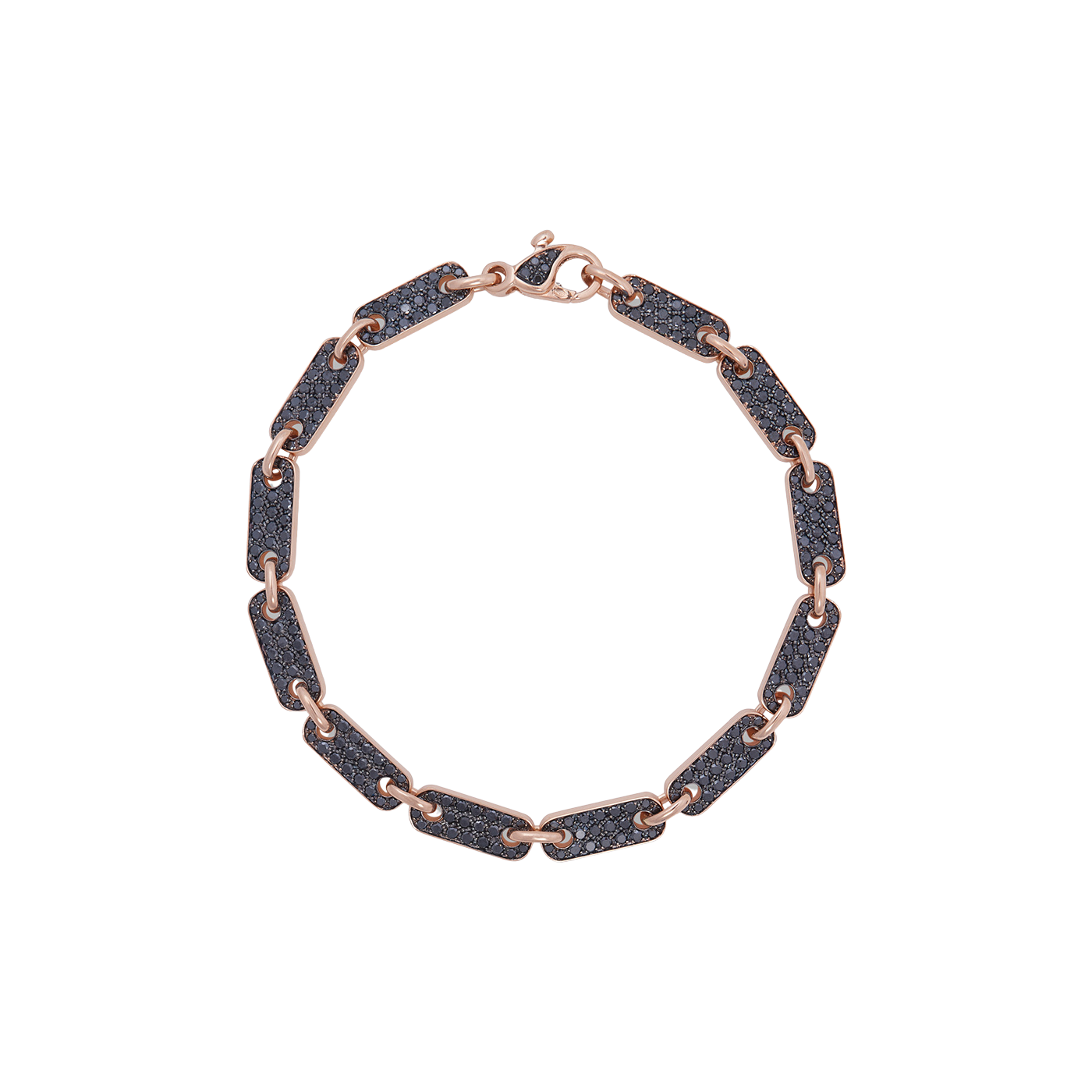 Tab Chain Bracelet with Black Diamond Pavé | Rose Gold / 8 in (20.32 cm) | Bracelets