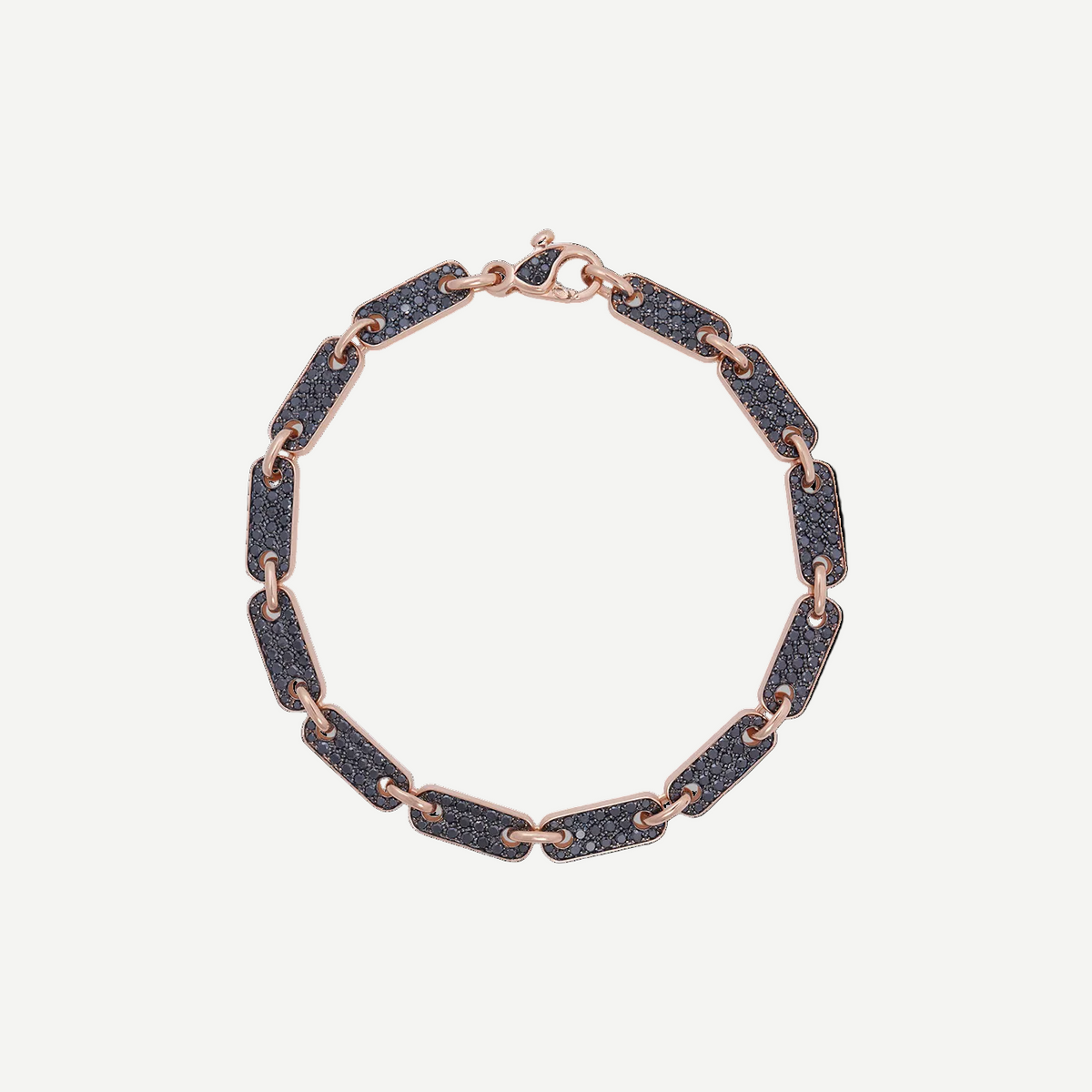 Tab Chain Bracelet with Black Diamond Pavé | Rose Gold / 8 in (20.32 cm) | Bracelets