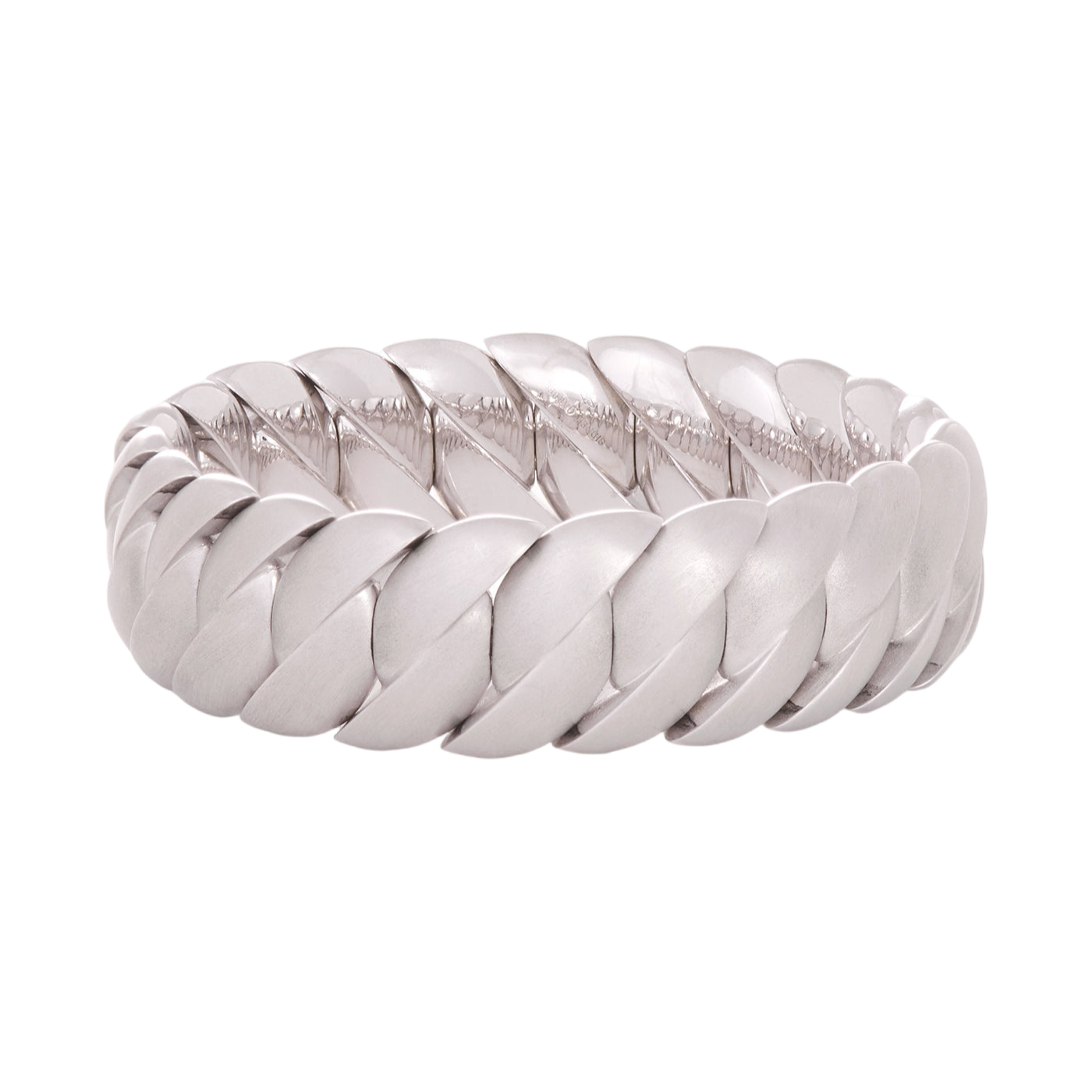 Wave Link Bracelet | White Gold with Matte Finish / 6.7 in (17 cm) | Bracelets