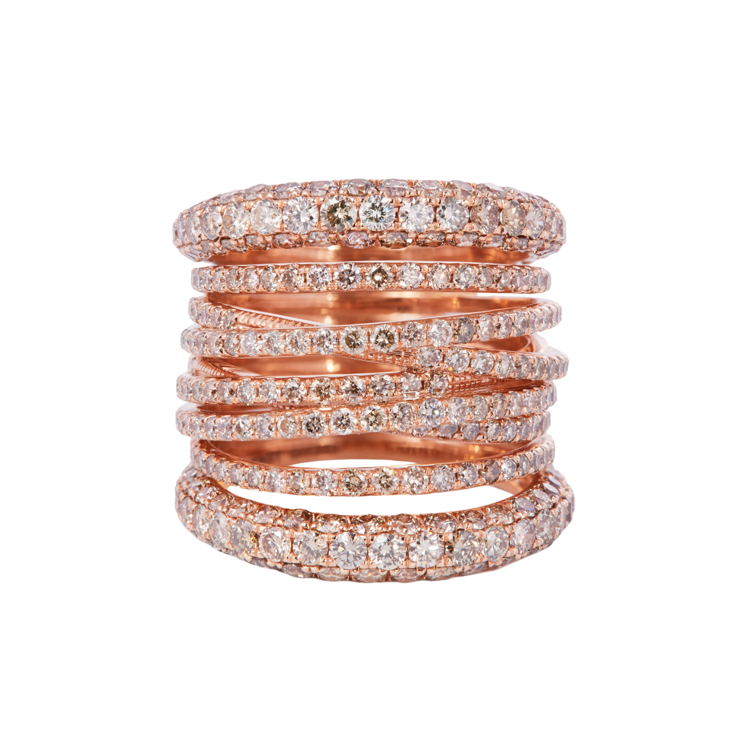 Tall Cognac Diamond Scribble Ring