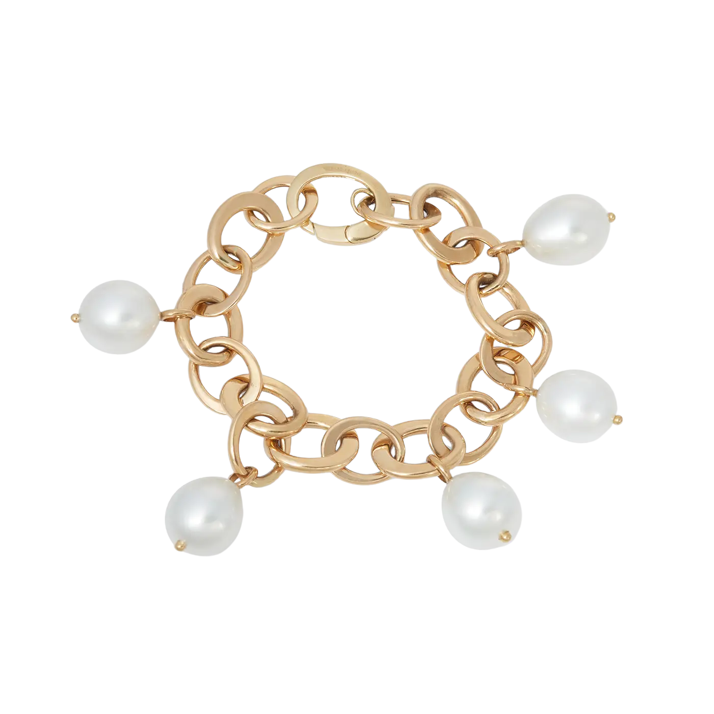 Crescent Link Bracelet with Pearls | Yellow Gold with Pearls / 7.5 in (19 cm) | Bracelets
