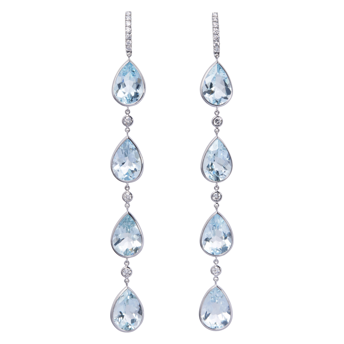 Aqua Pearl Shape and Diamond Drop Earrings