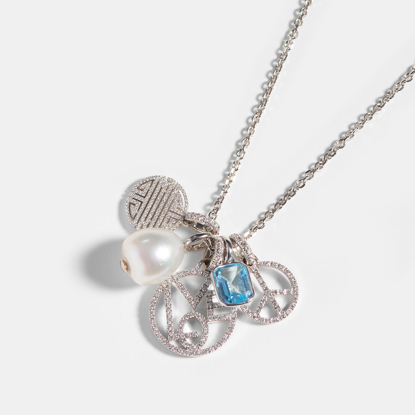 Love Charm with Diamonds - Large | White Gold / Wide | Charms