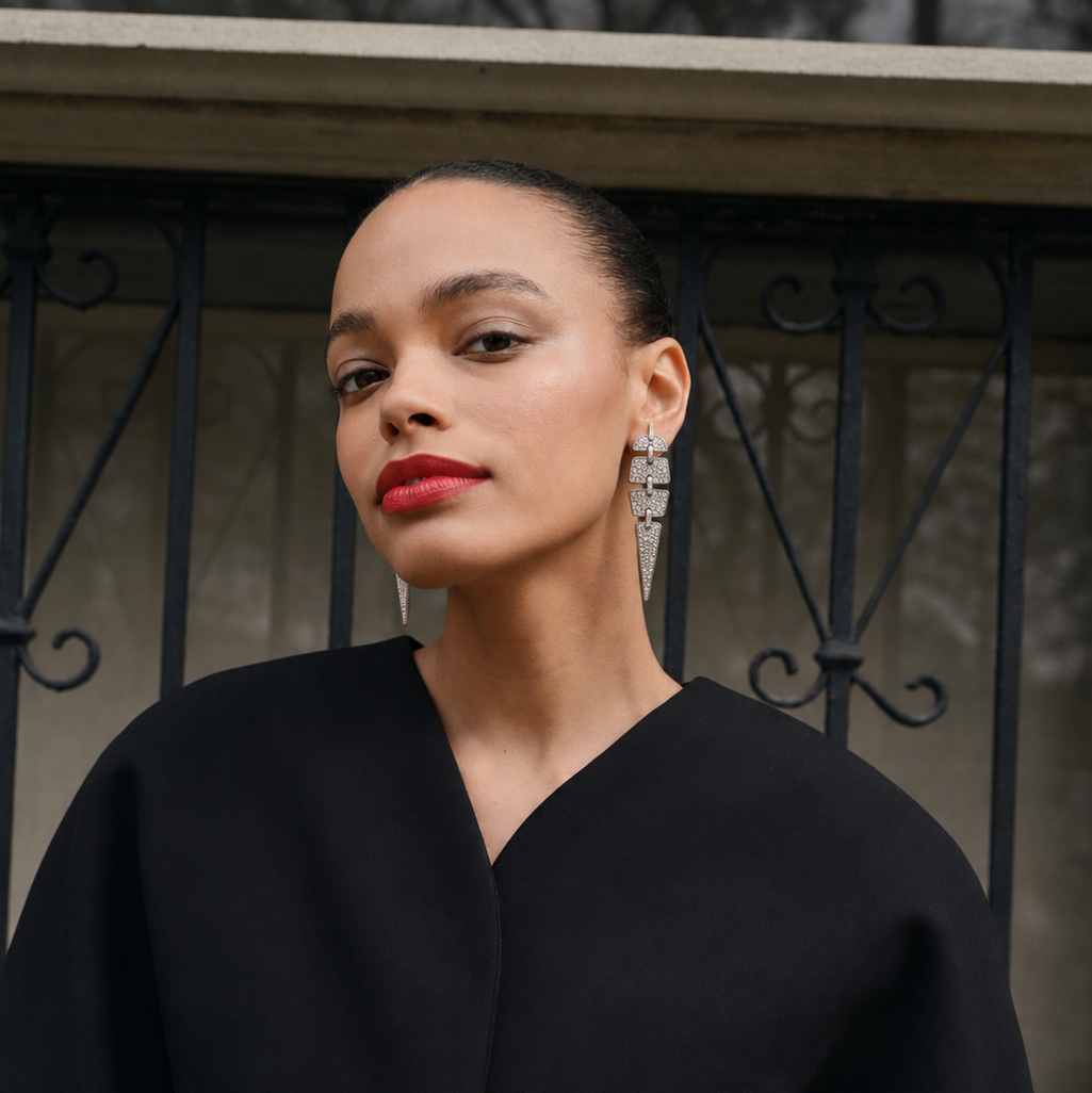 Geometric Earrings with Diamonds