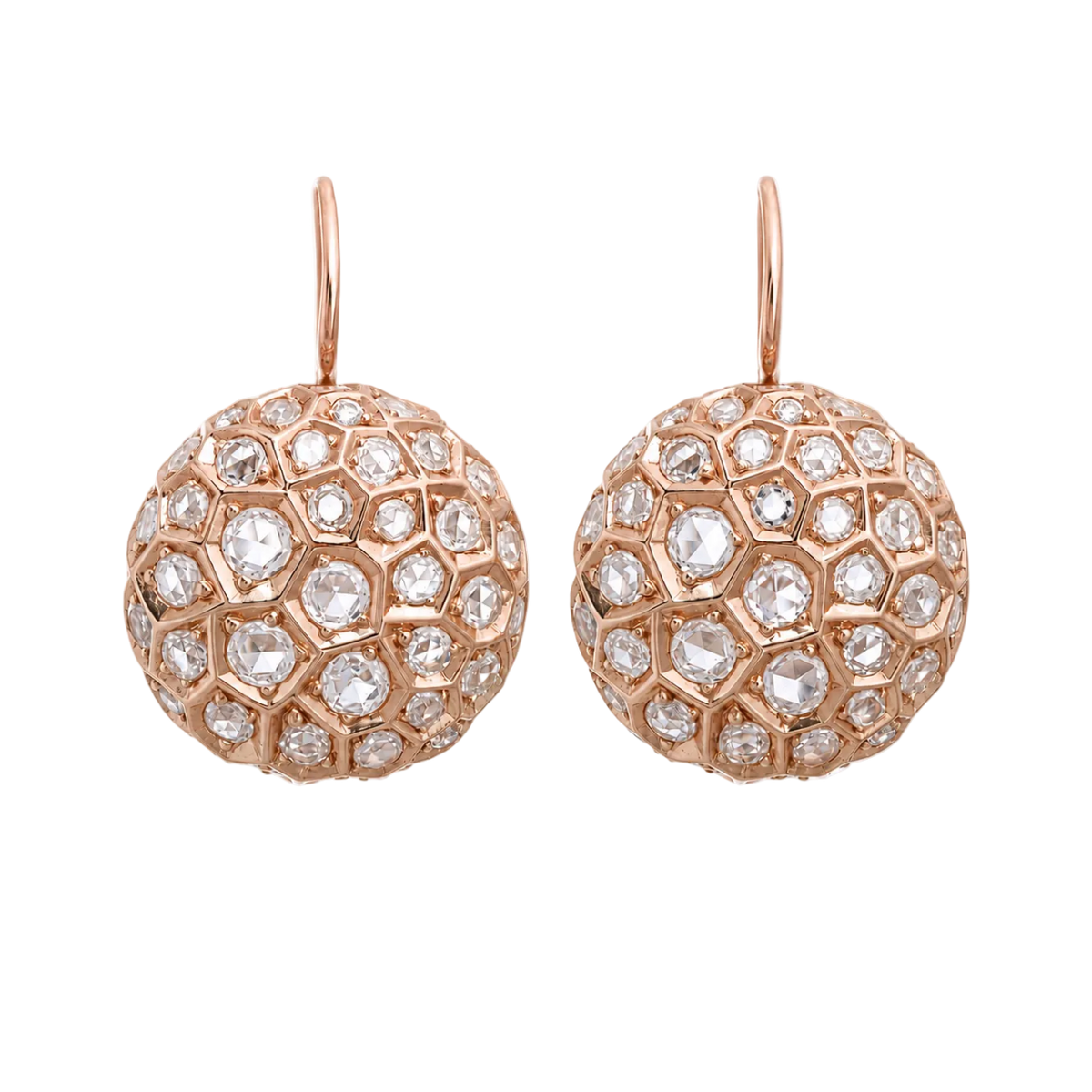 Honeycomb Earrings with Diamonds - Large