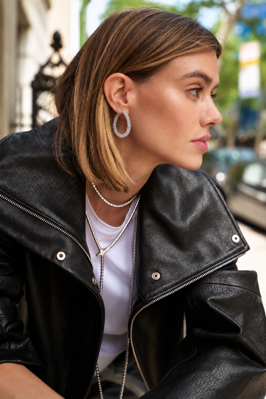 Teardrop Earrings with Kite Cut Baguette Diamonds