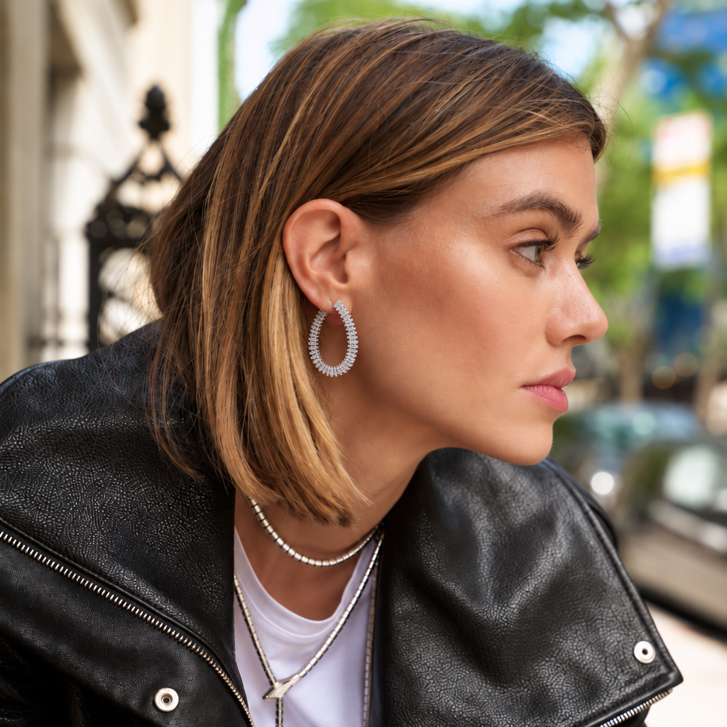 Kite Cut Diamond Hoop Earrings