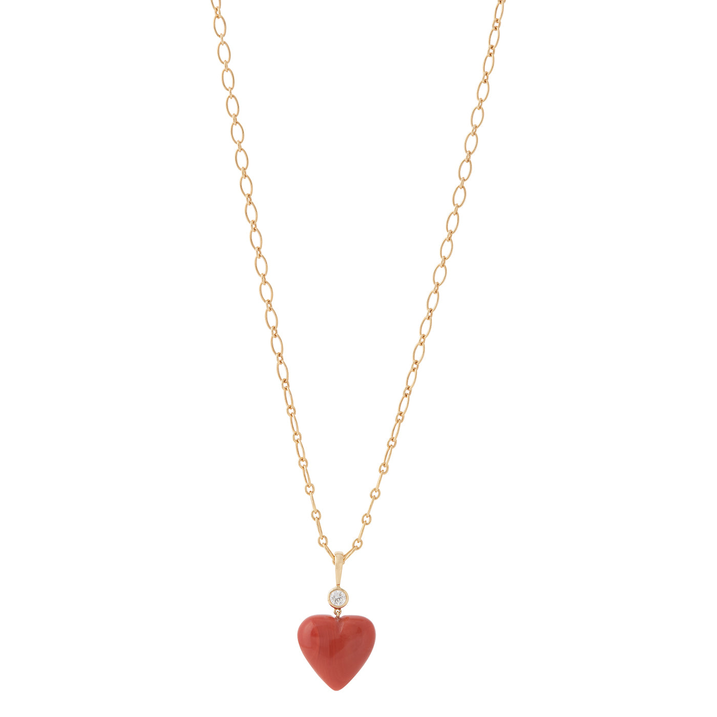 Coral Heart Charm with Diamonds | Yellow Gold | Charms