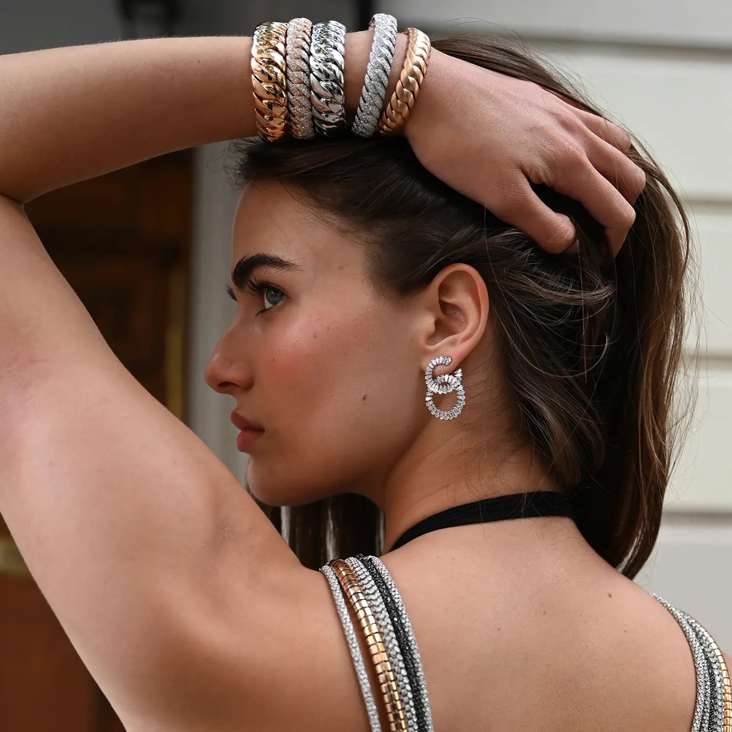 Narrow Matte Wave Link Bracelet | Rose Gold with Matte Finish / 6.7 in (17 cm) | Bracelets