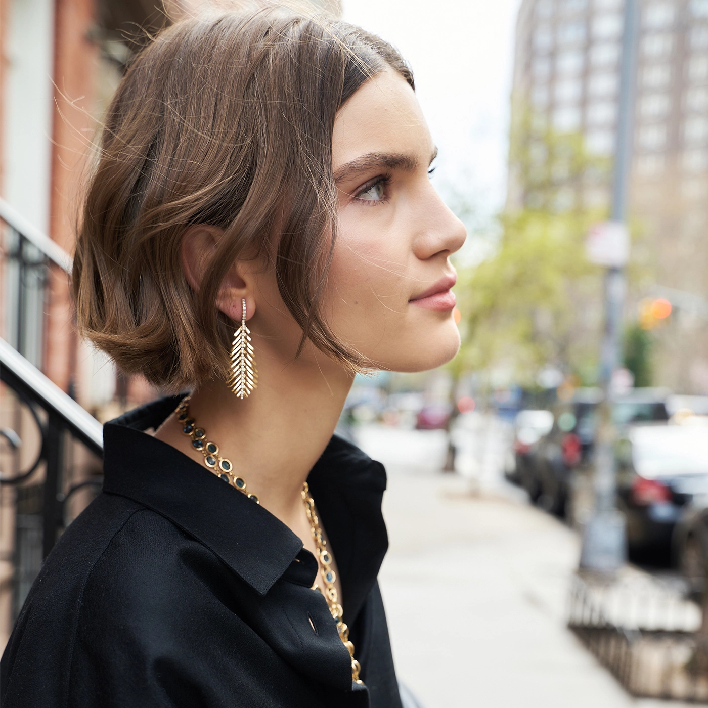 Plume Earrings with Diamond Spine