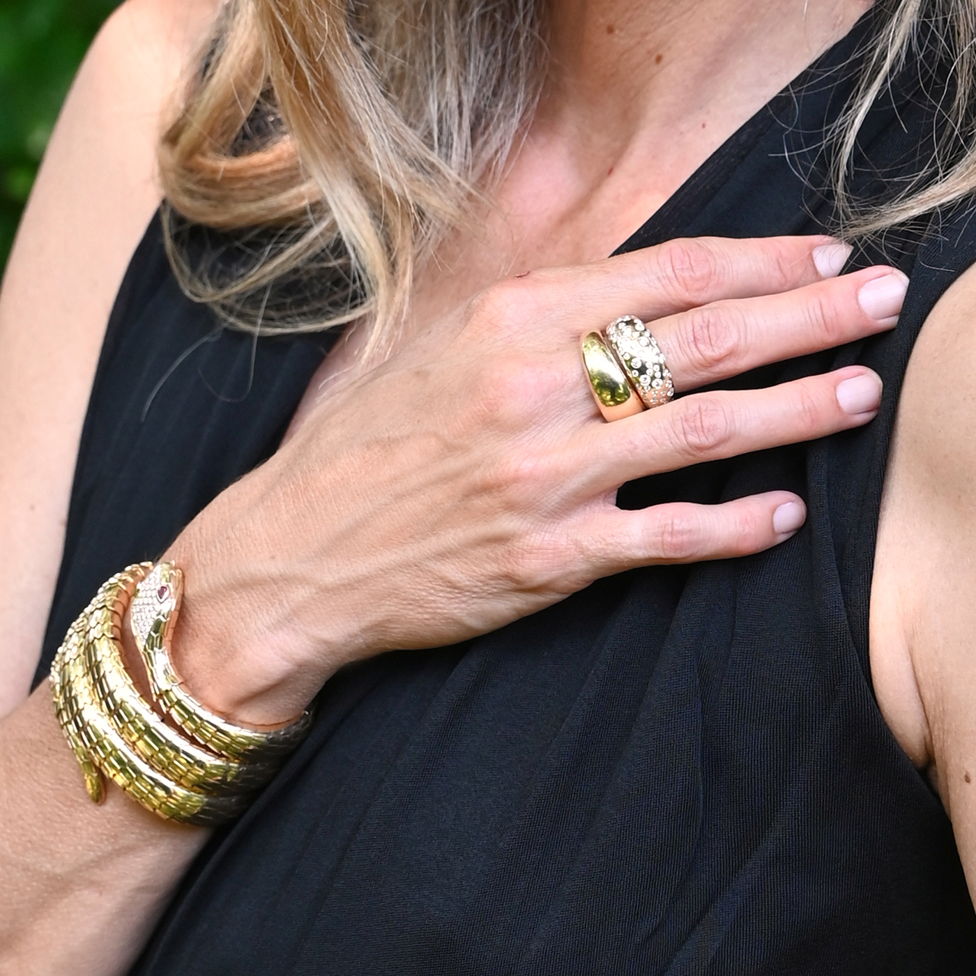 Spotted French Dome Ring with Diamonds
