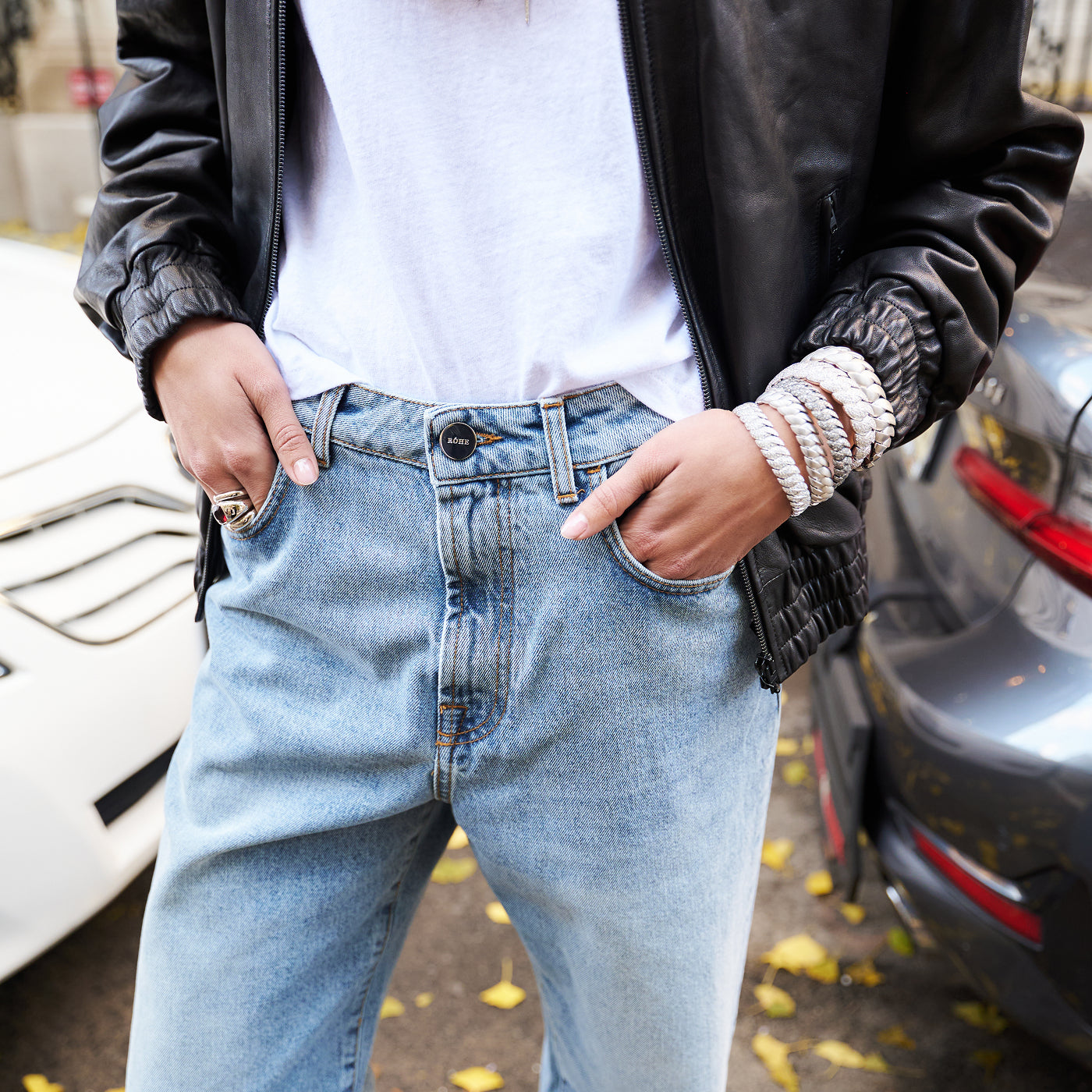 Wave Link Bracelet with Diamonds
