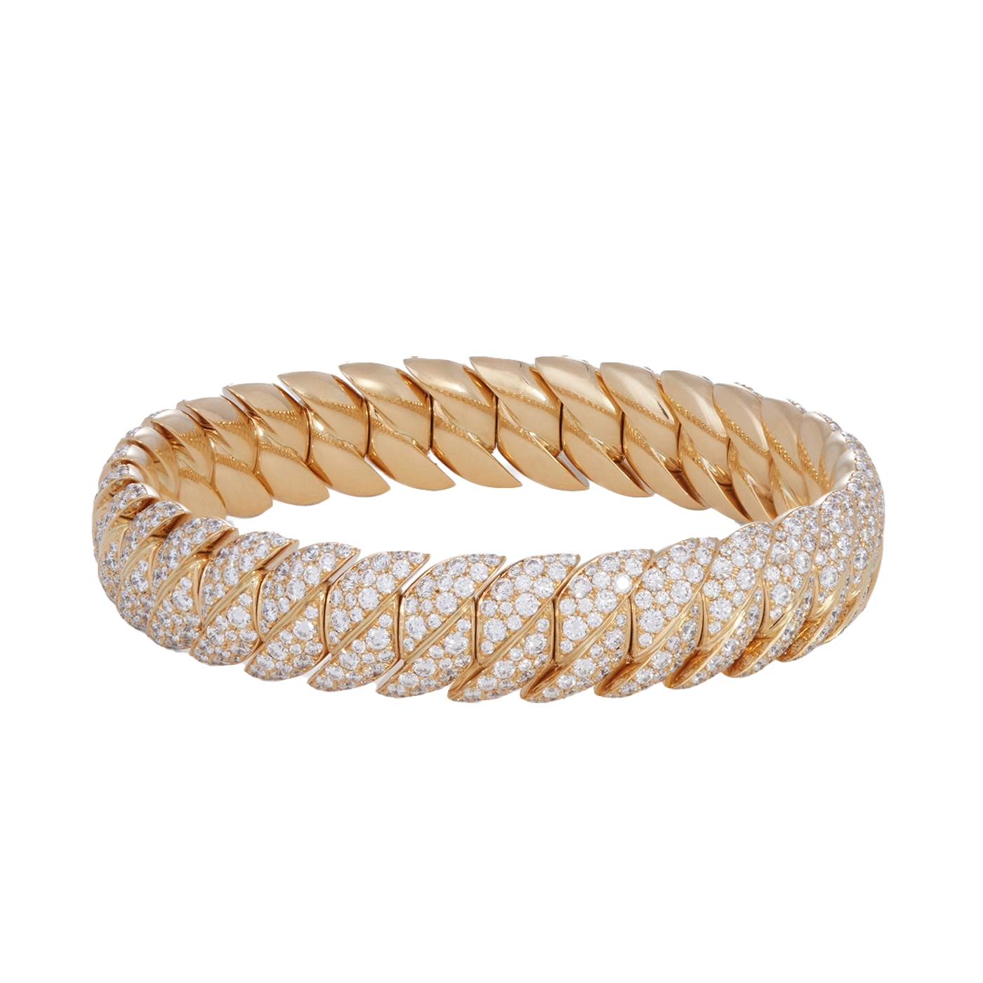 Narrow Wave Link Bracelet with Diamonds