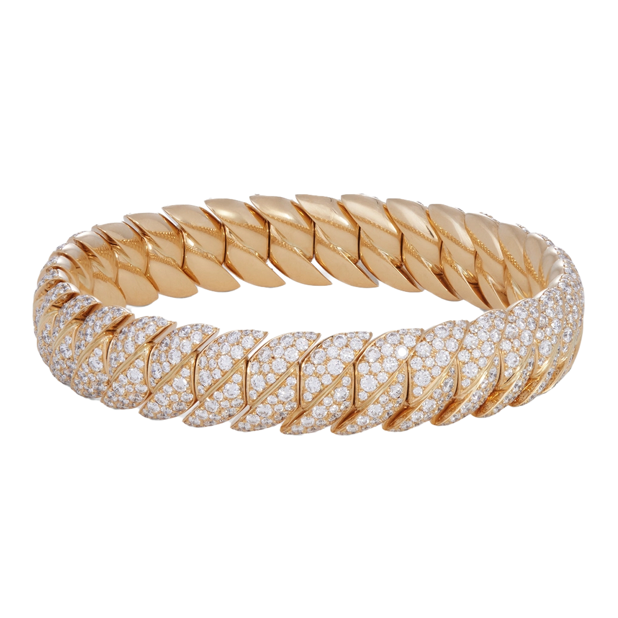 Narrow Wave Link Bracelet with Diamonds