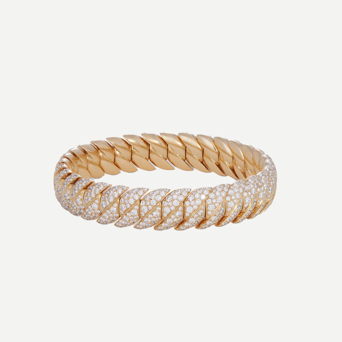 Narrow Wave Link Bracelet with Diamonds