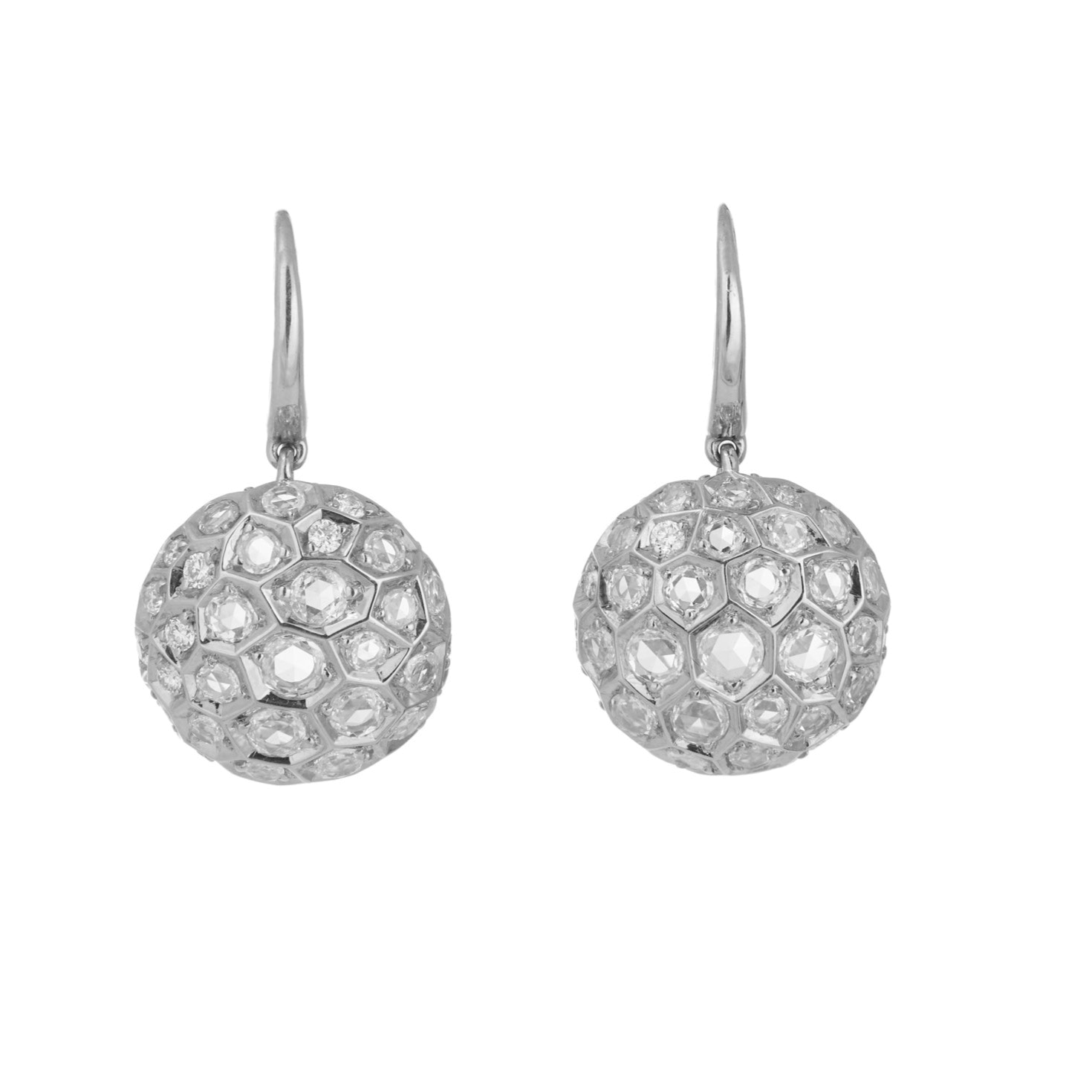 Honeycomb Earrings with Diamonds - Small | White Gold / 1 in | Earrings