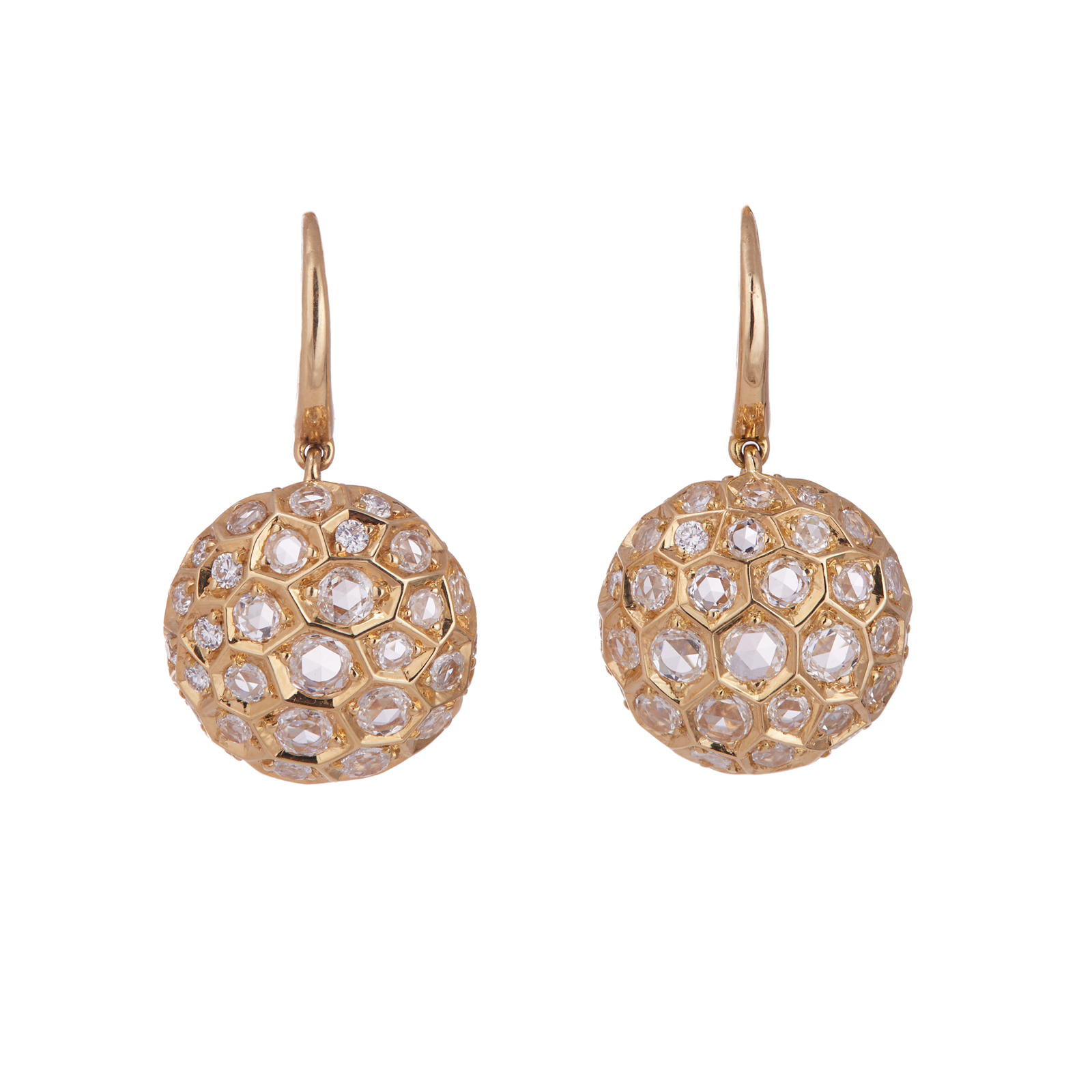 Honeycomb Earrings with Diamonds - Small | Yellow Gold / 1 in | Earrings