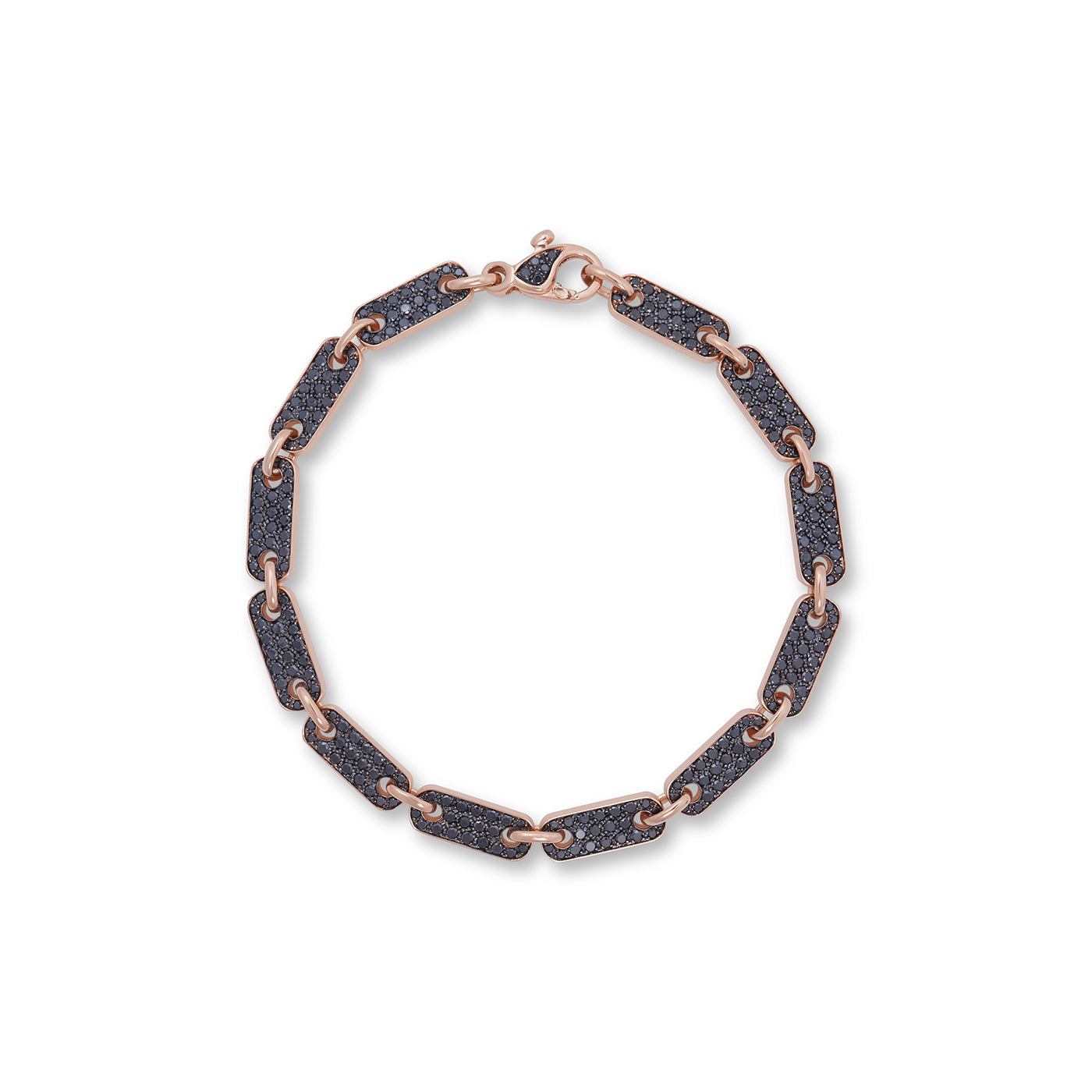 Tab Chain Bracelet with Black Diamond Pavé | Rose Gold / 8 in (20.32 cm) | Bracelets
