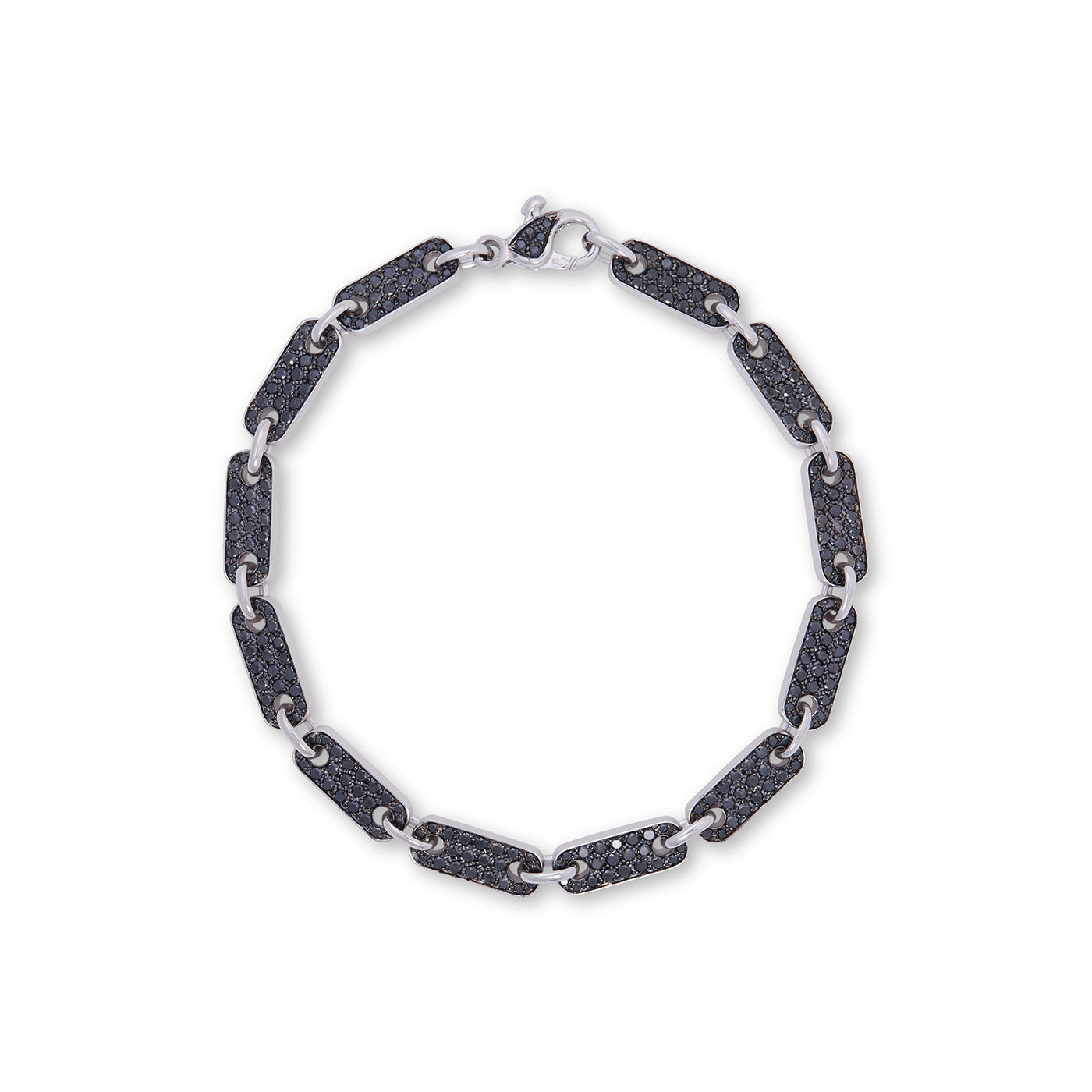 Tab Chain Bracelet with Black Diamond Pavé | White Gold / 8 in (20.32 cm) | Bracelets