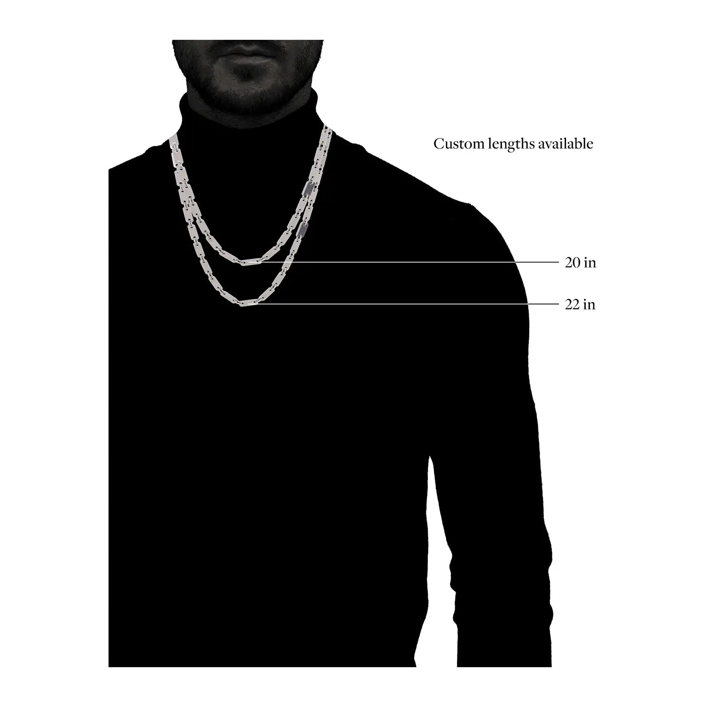 Tab Chain Necklace with Black Diamond Pavé Accent | White Gold / 22 in (55.88 cm) | Necklaces