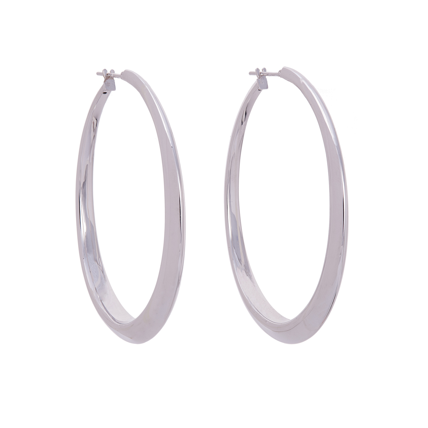 Oval Hoop Earrings | White Gold / 2.25 in (5.7 cm) | Earrings