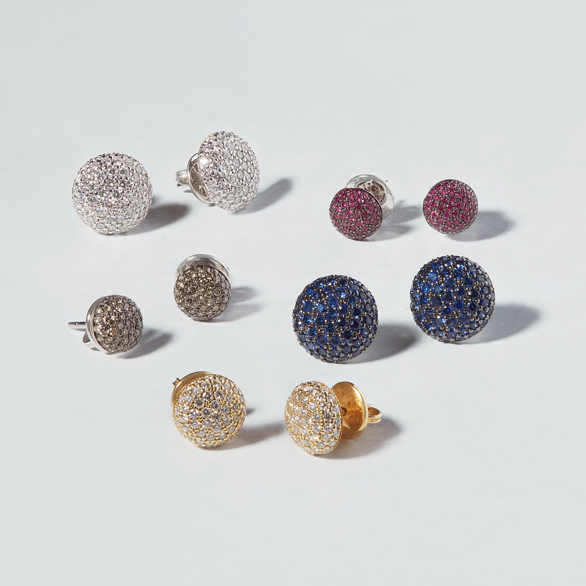 Perfect Pavé Button Earrings with Rubies | White Gold Ruby Pavé / Medium | Earrings