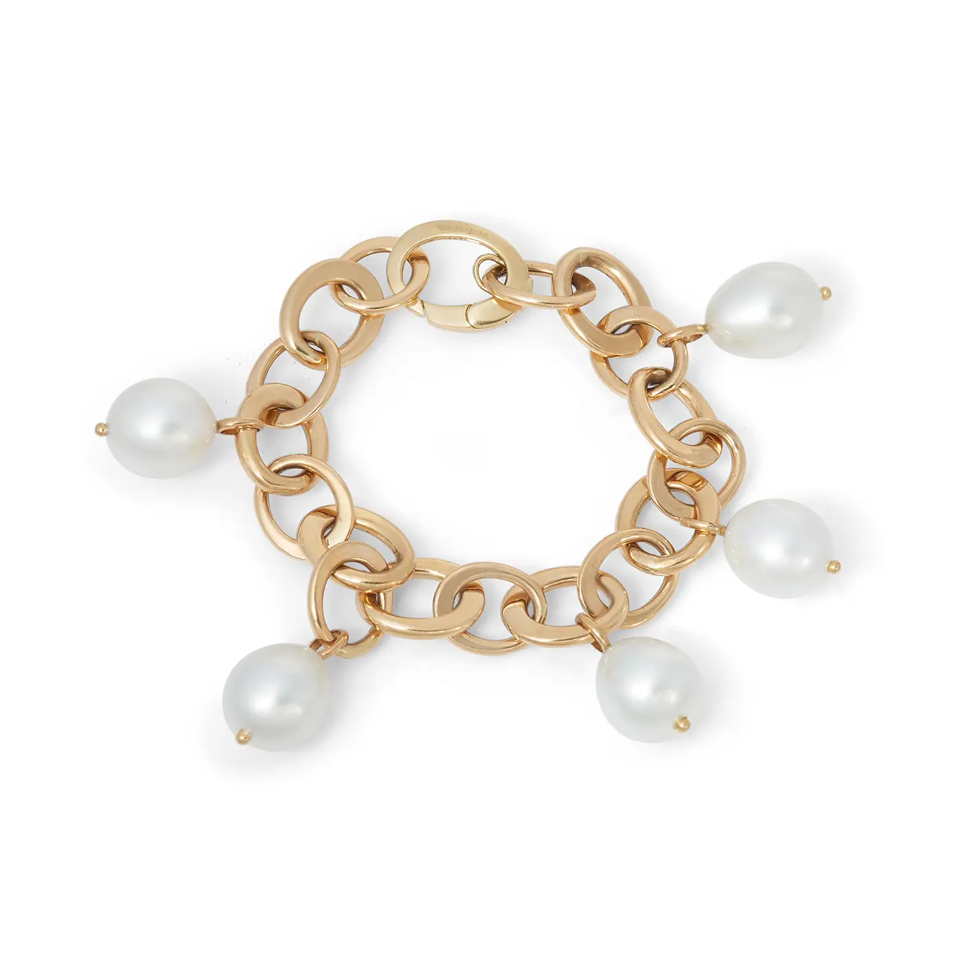 Crescent Link Bracelet with Pearls | Yellow Gold with Pearls / 7.5 in (19 cm) | Bracelets