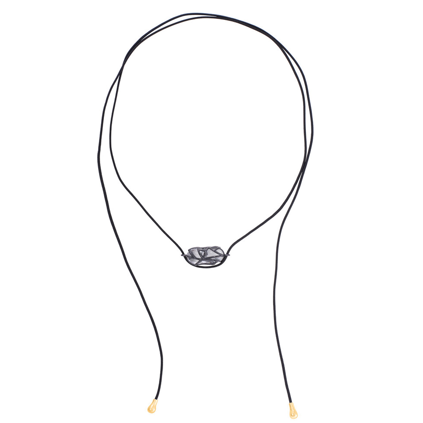 Tendril Leather & Glass Horizontal Bead Pendant