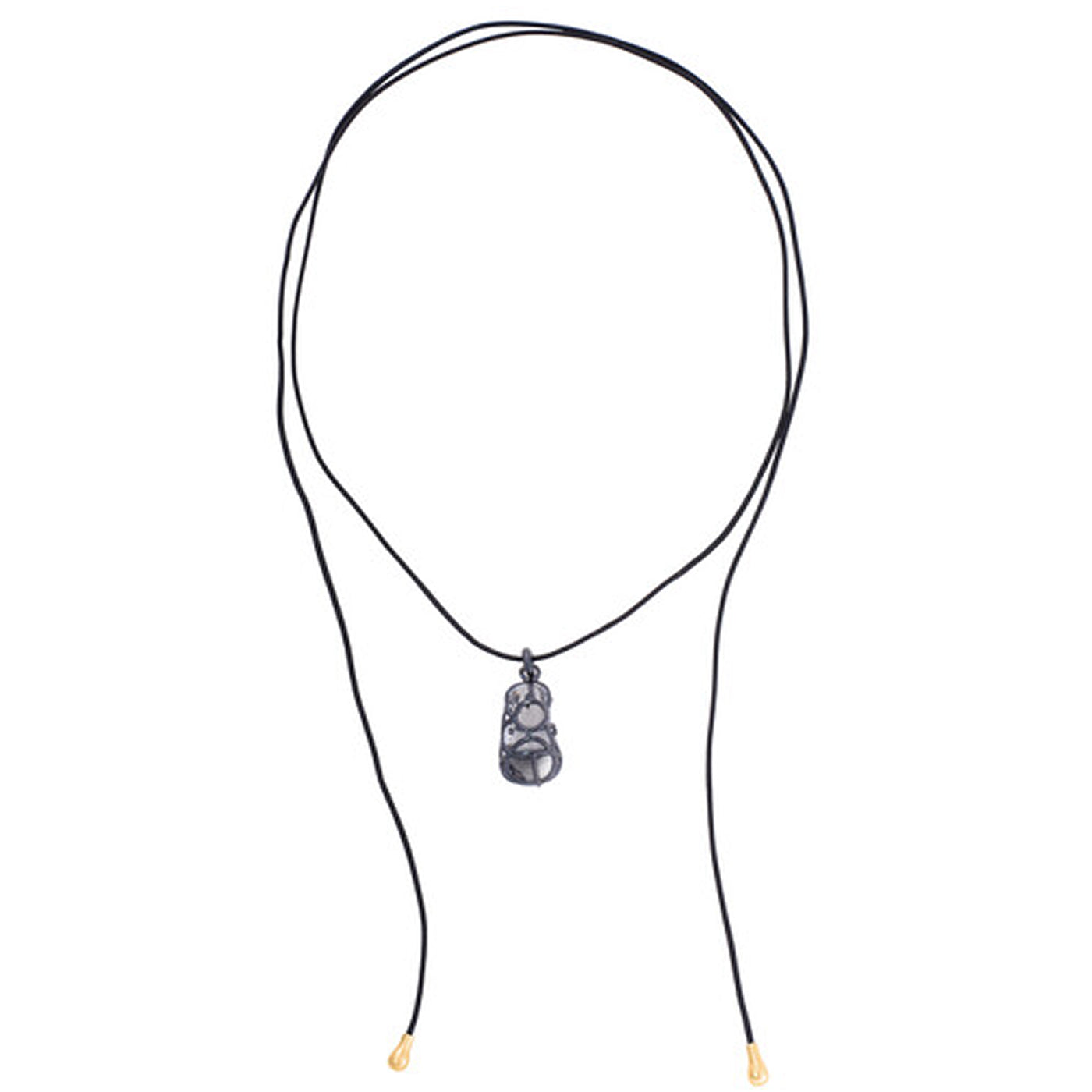 Tendril Leather & Glass Vertical Bead Pendant