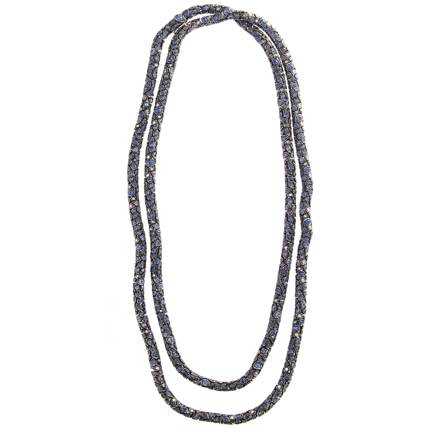 Blue Jean Sapphire and Diamond Rope Necklace