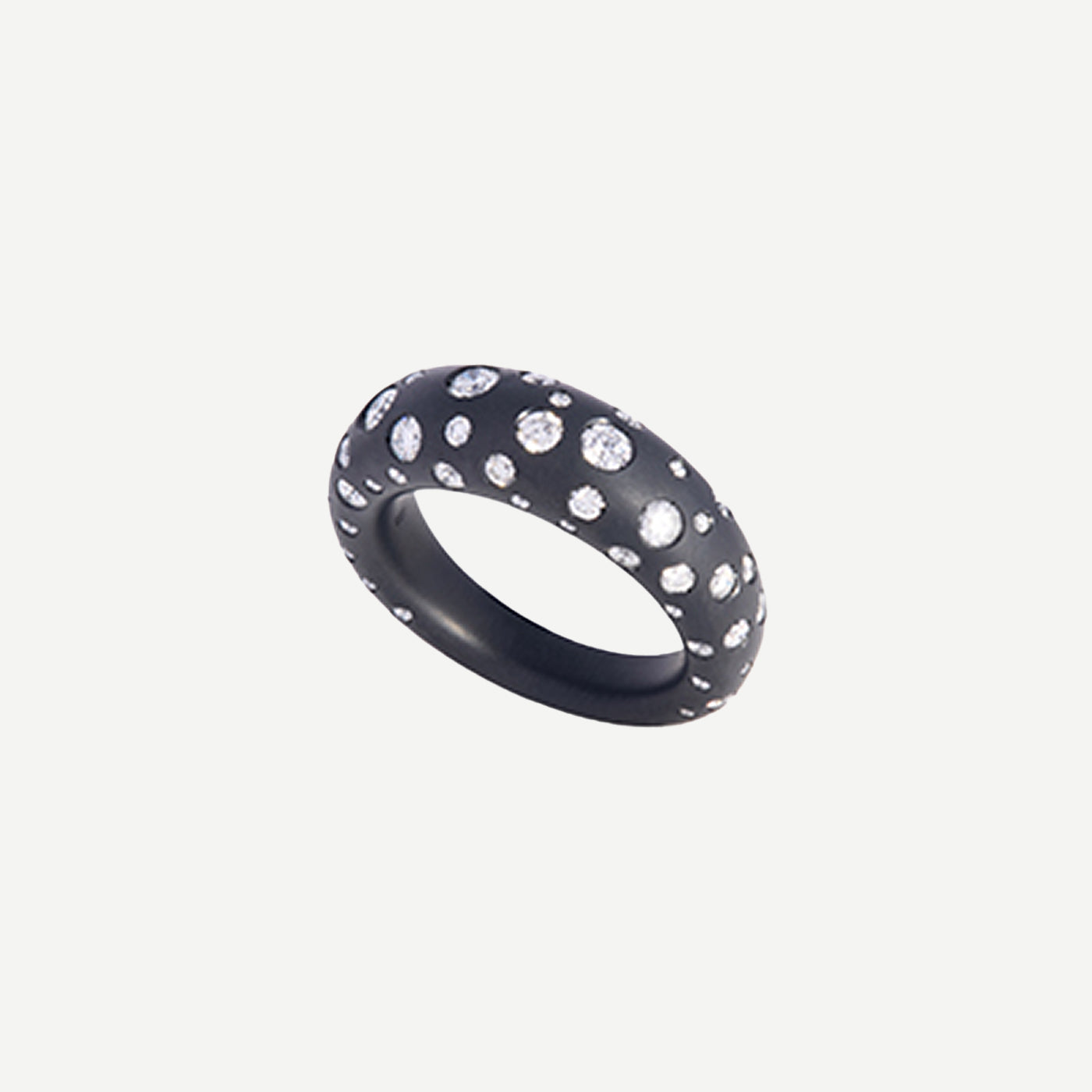 Titanium French Dome Spotted Diamond Ring