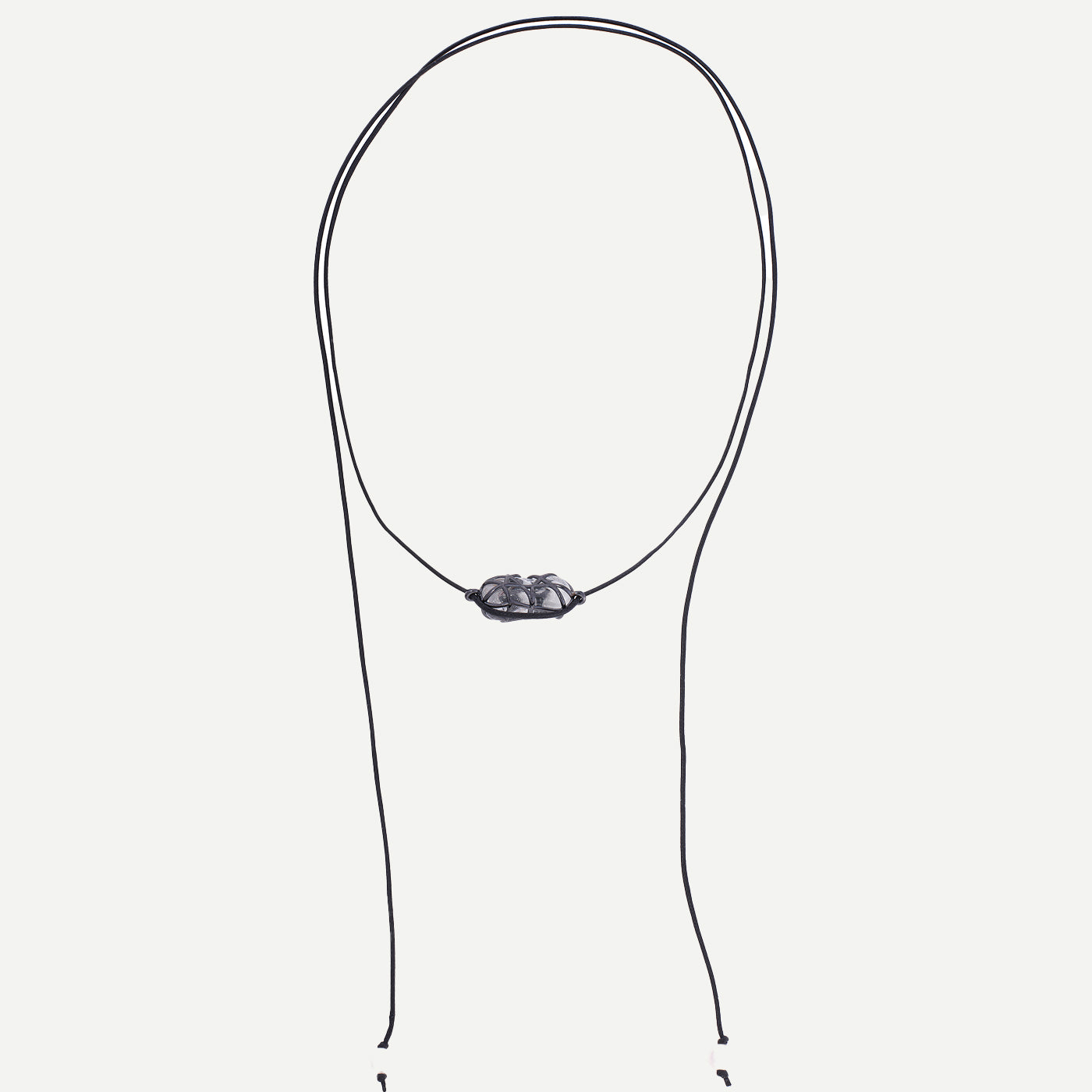 Tendril Leather & Glass Horizontal Pendant with Pearl