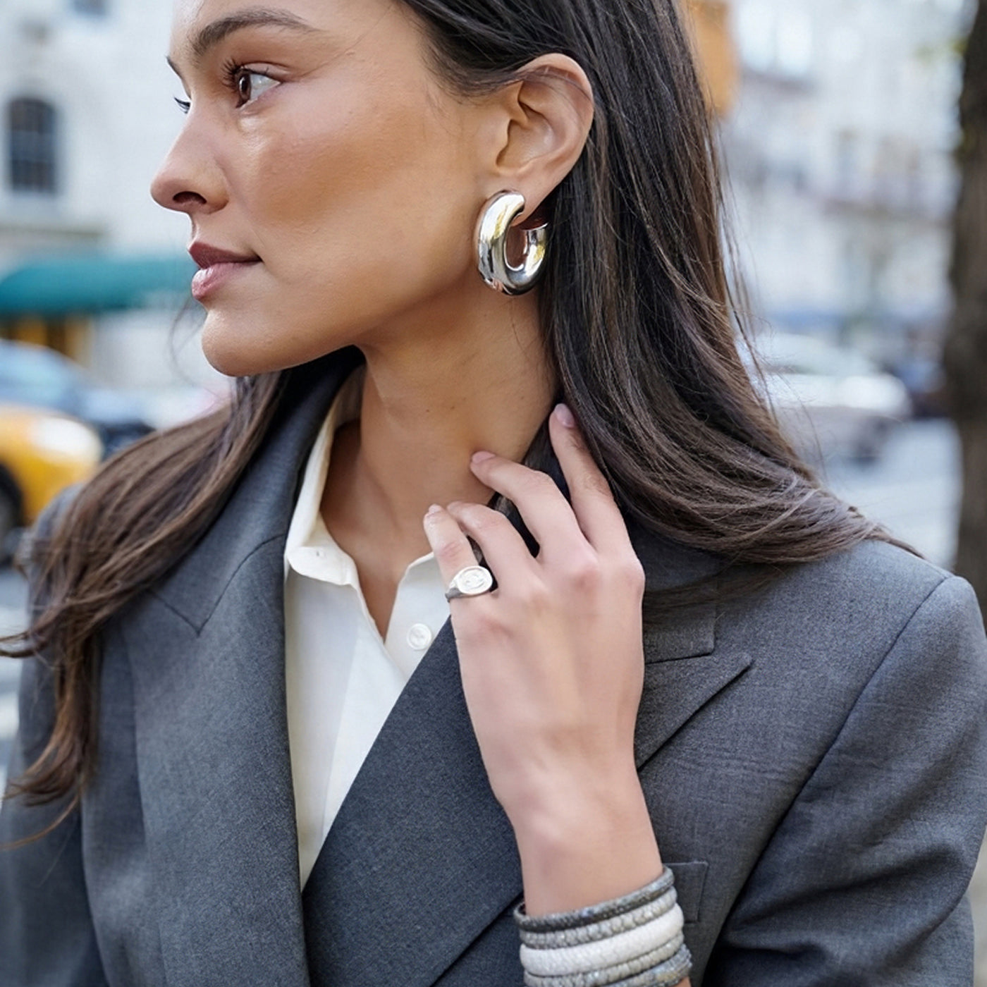 Wide Tubular Hoop Earrings