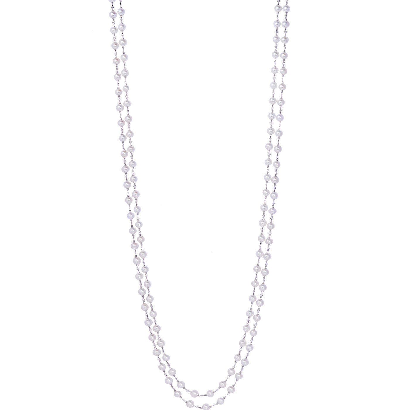 Triple White Pearl and Diamond Necklace